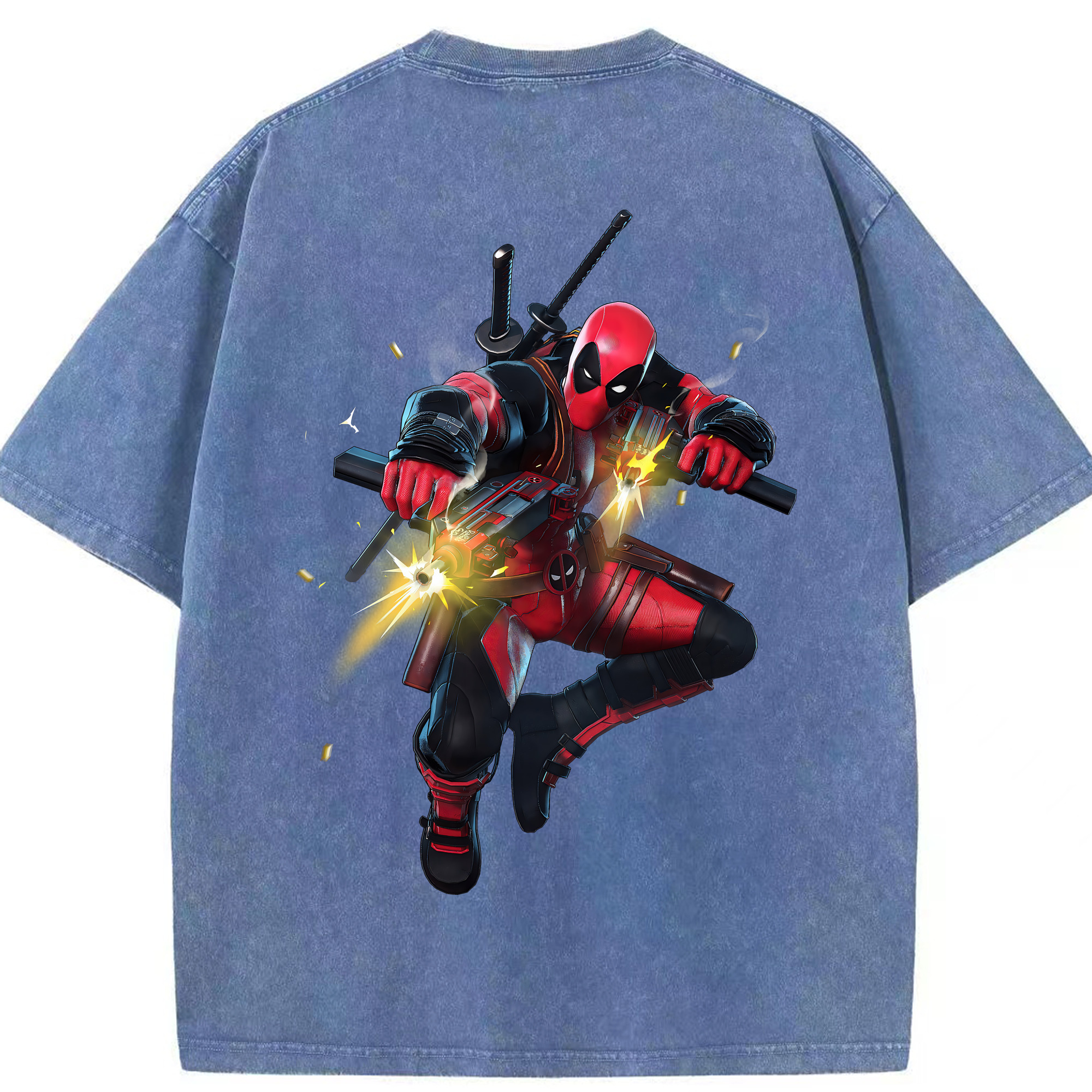 （画像用） Deadpool デッドプール 綿100% ヴィンテージ風 半袖Tシャツ（背面プリント）