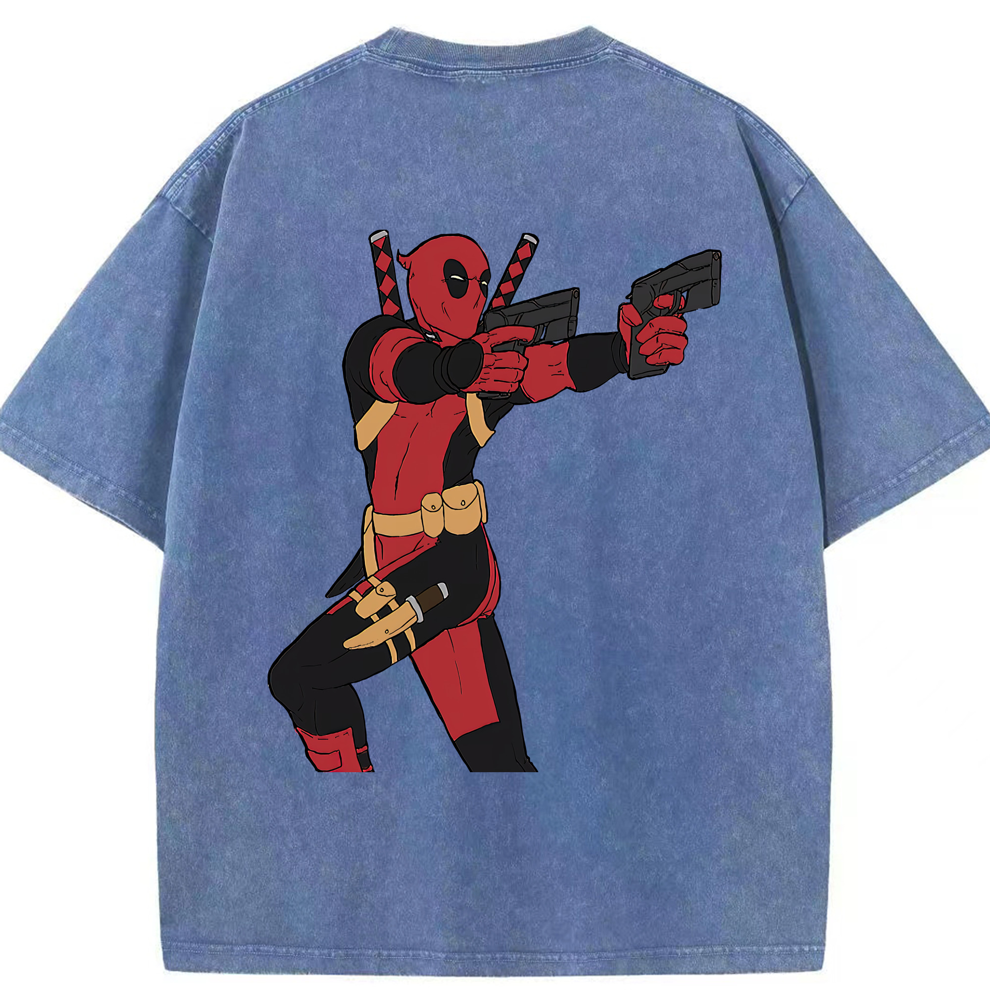 （画像用） Deadpool デッドプール 綿100% ヴィンテージ風 半袖Tシャツ（背面プリント）