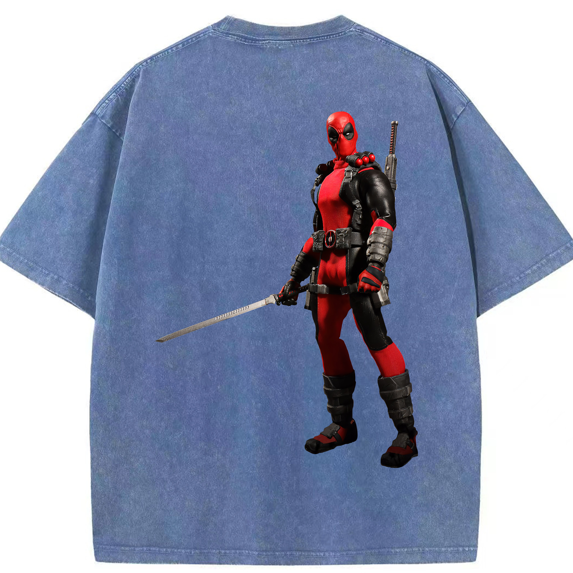 （画像用） Deadpool デッドプール 綿100% ヴィンテージ風 半袖Tシャツ（背面プリント）
