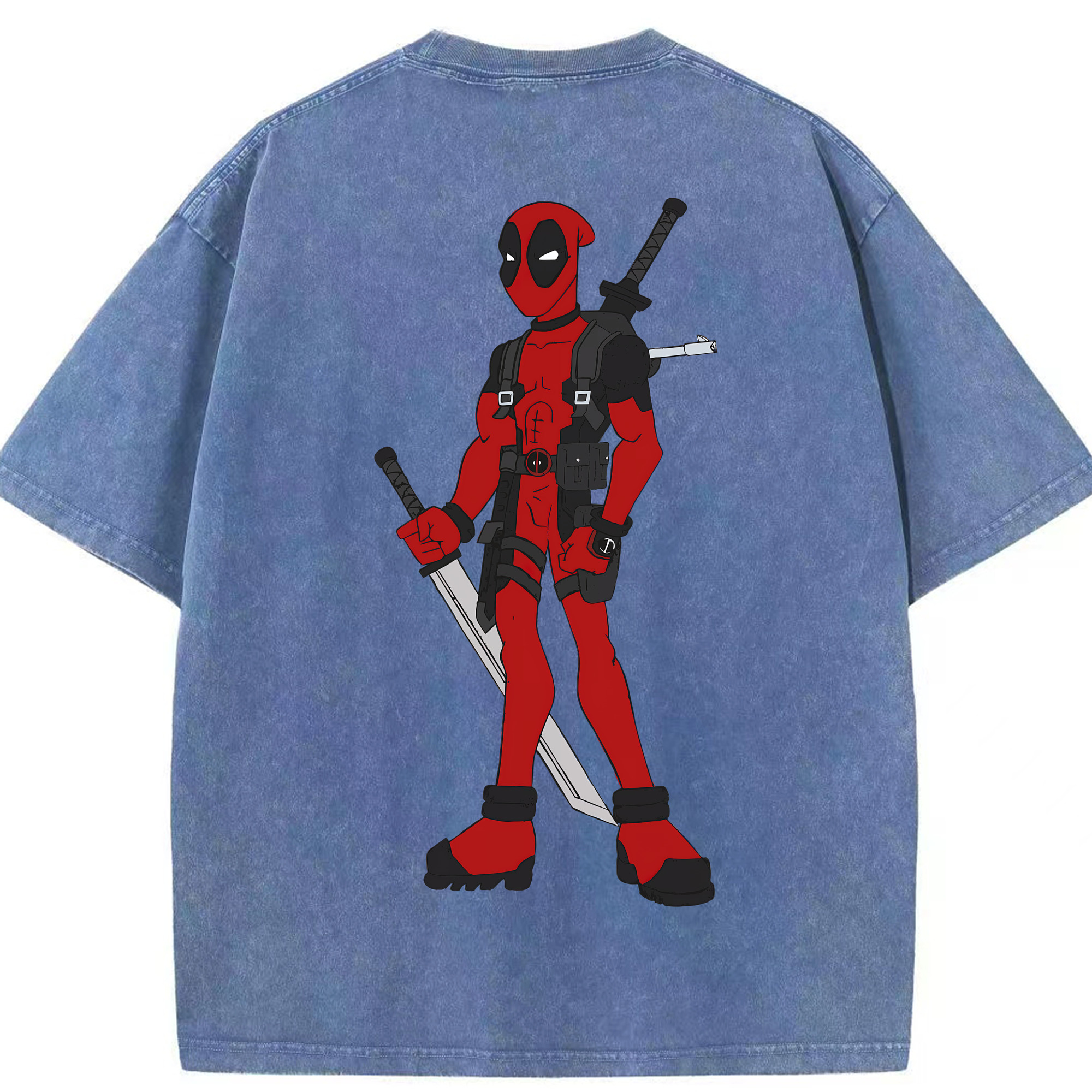 （画像用） Deadpool デッドプール 綿100% ヴィンテージ風 半袖Tシャツ（背面プリント）