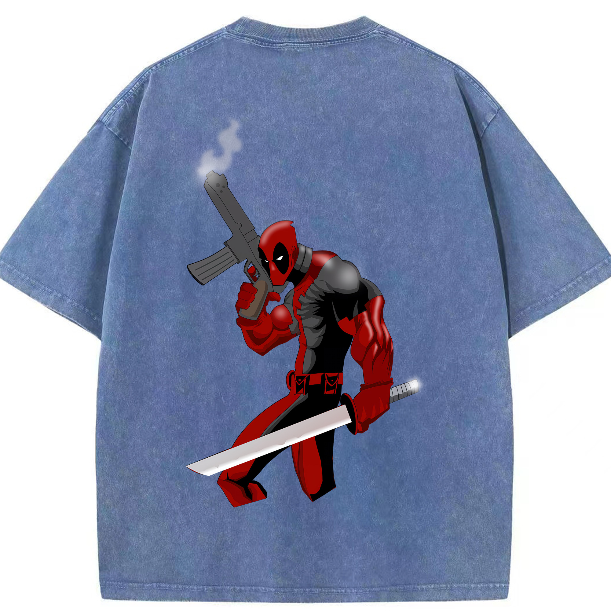 （画像用） Deadpool デッドプール 綿100% ヴィンテージ風 半袖Tシャツ（背面プリント）