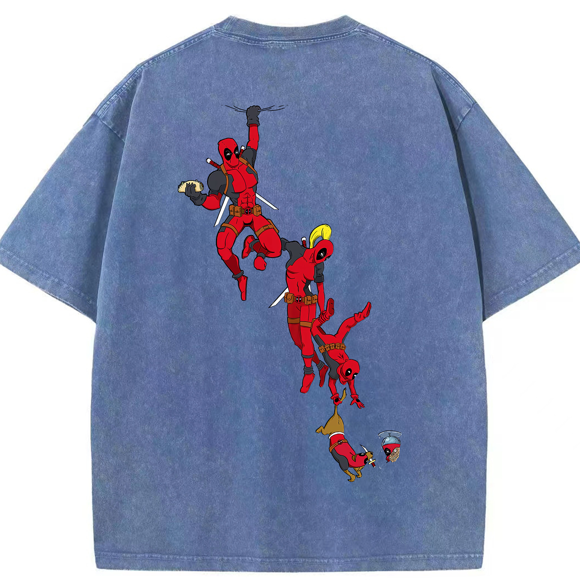 （画像用） Deadpool デッドプール 綿100% ヴィンテージ風 半袖Tシャツ（背面プリント）