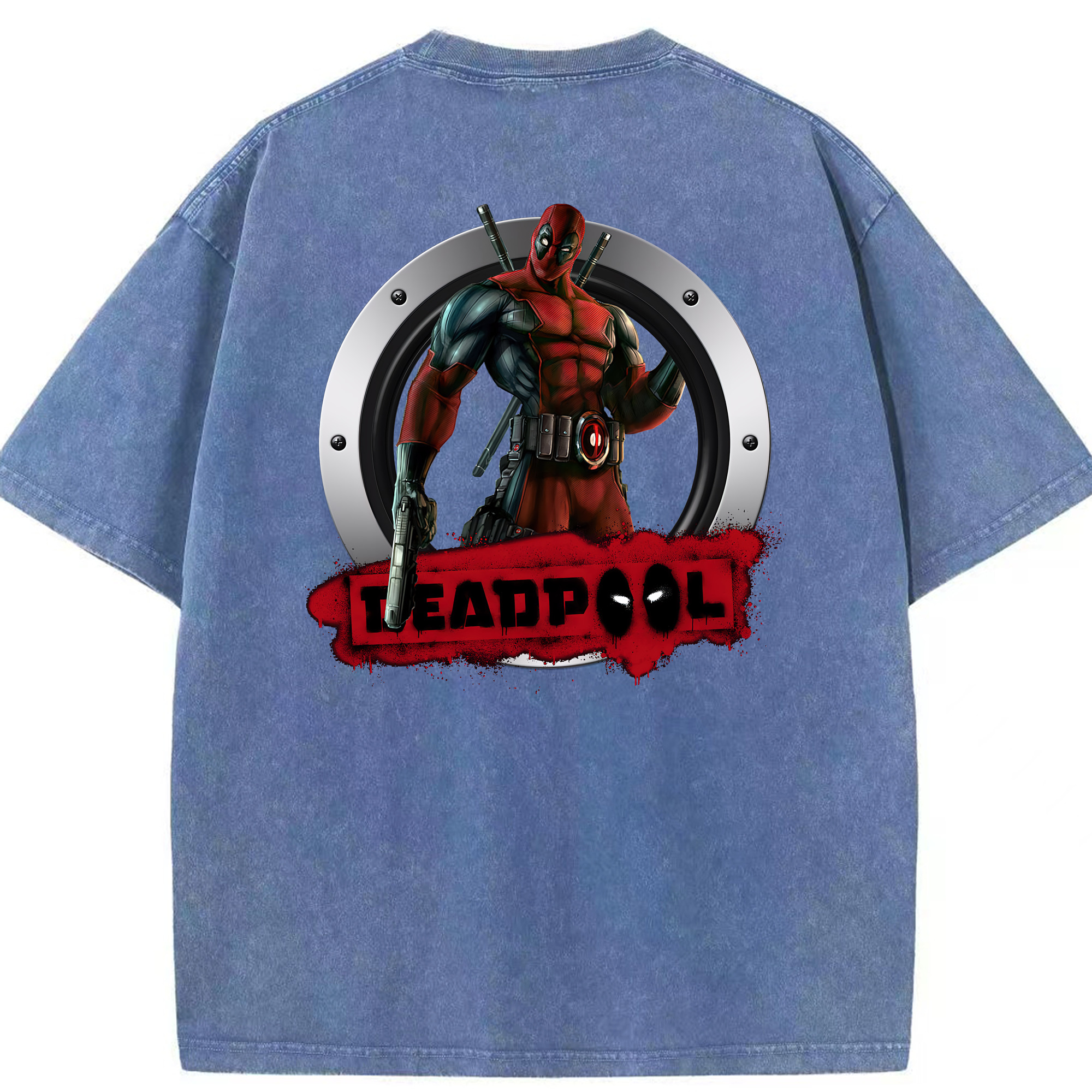 （画像用） Deadpool デッドプール 綿100% ヴィンテージ風 半袖Tシャツ（背面プリント）
