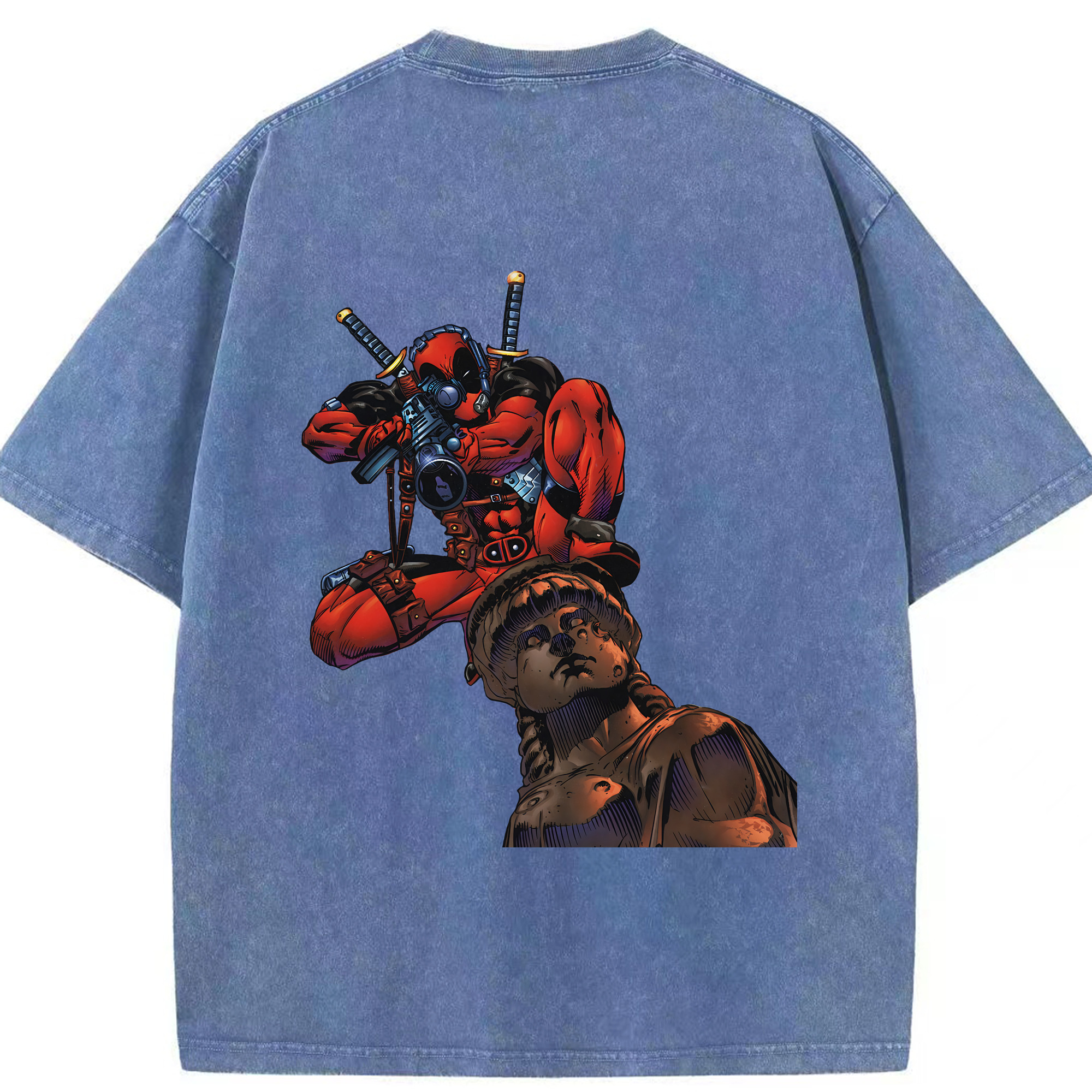 （画像用） Deadpool デッドプール 綿100% ヴィンテージ風 半袖Tシャツ（背面プリント）