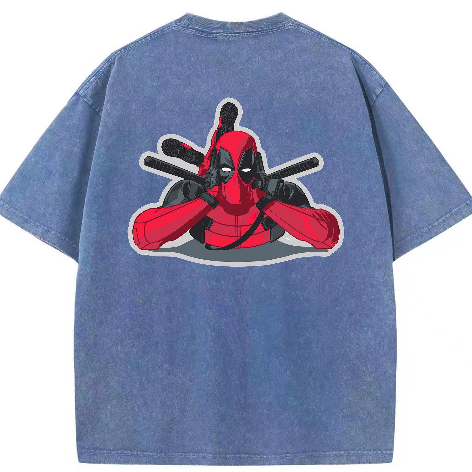 （画像用） Deadpool デッドプール 綿100% ヴィンテージ風 半袖Tシャツ（背面プリント）