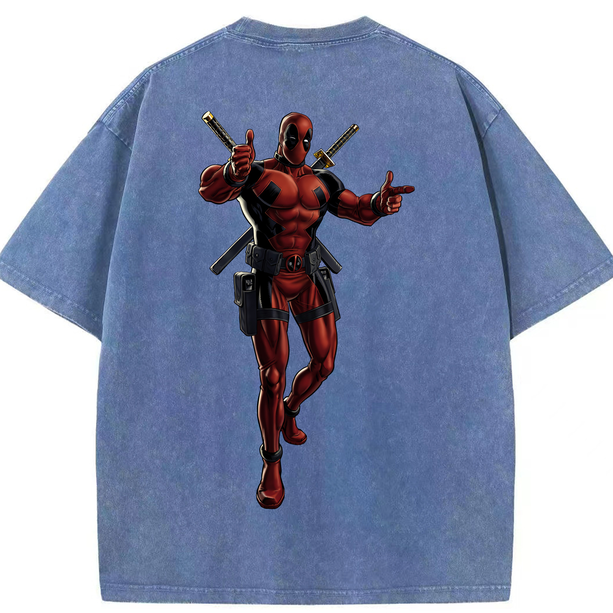 （画像用） Deadpool デッドプール 綿100% ヴィンテージ風 半袖Tシャツ（背面プリント）