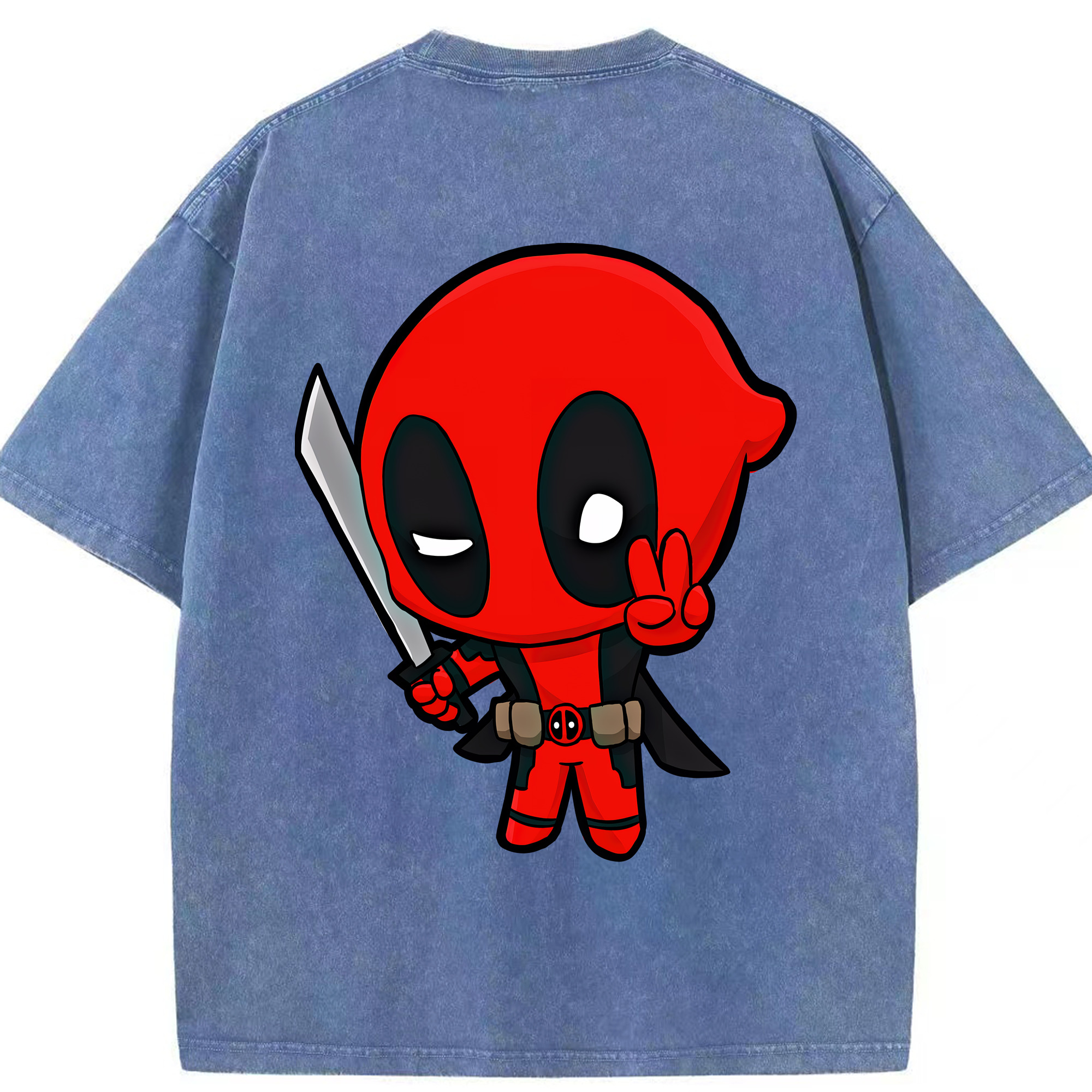（画像用） Deadpool デッドプール 綿100% ヴィンテージ風 半袖Tシャツ（背面プリント）