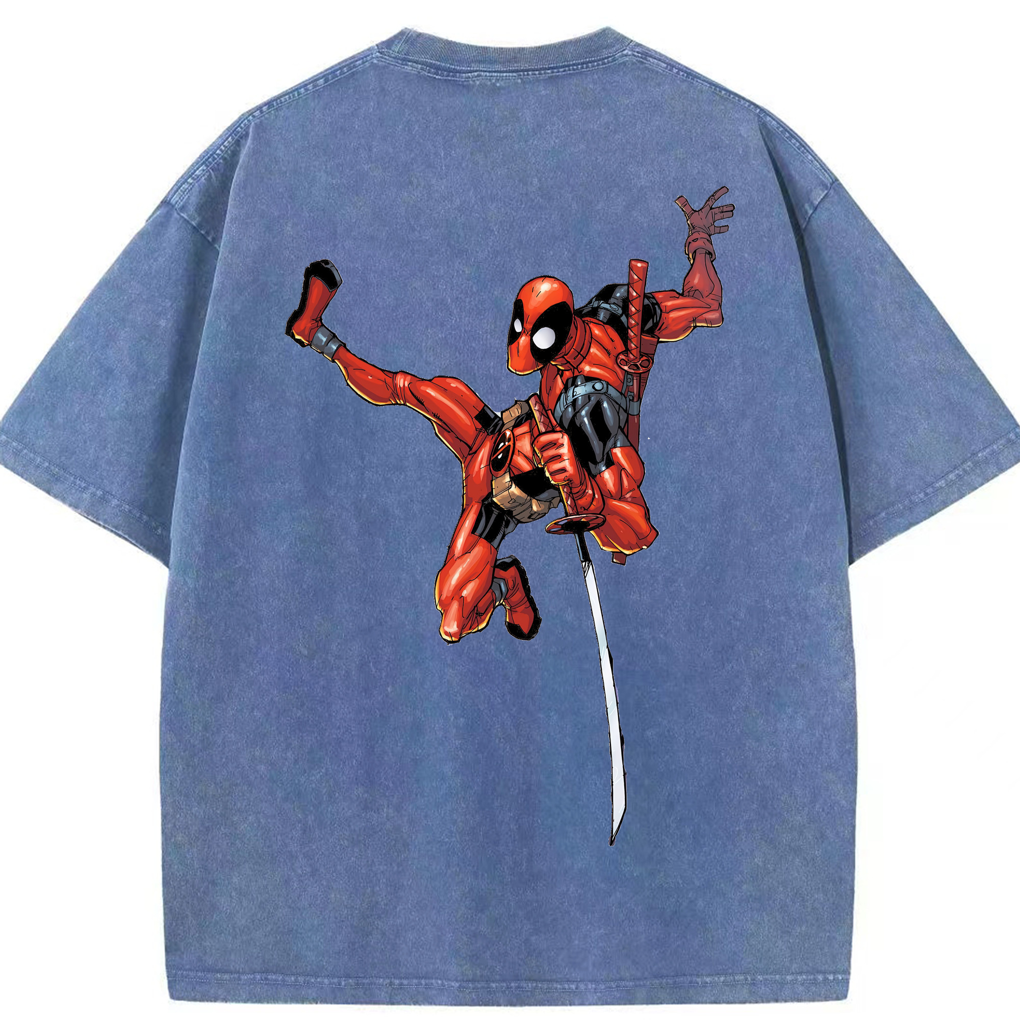 （画像用） Deadpool デッドプール 綿100% ヴィンテージ風 半袖Tシャツ（背面プリント）