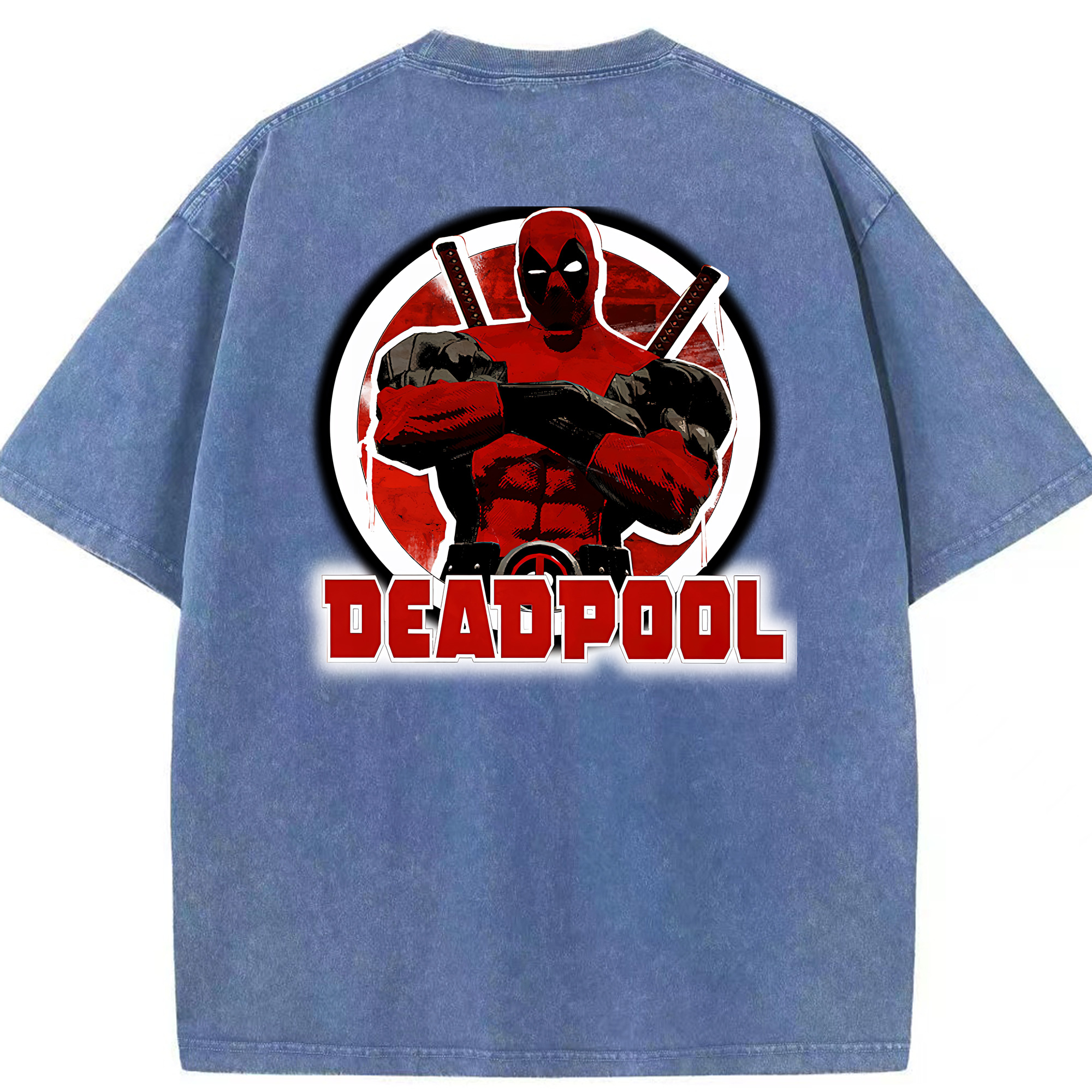 （画像用） Deadpool デッドプール 綿100% ヴィンテージ風 半袖Tシャツ（背面プリント）