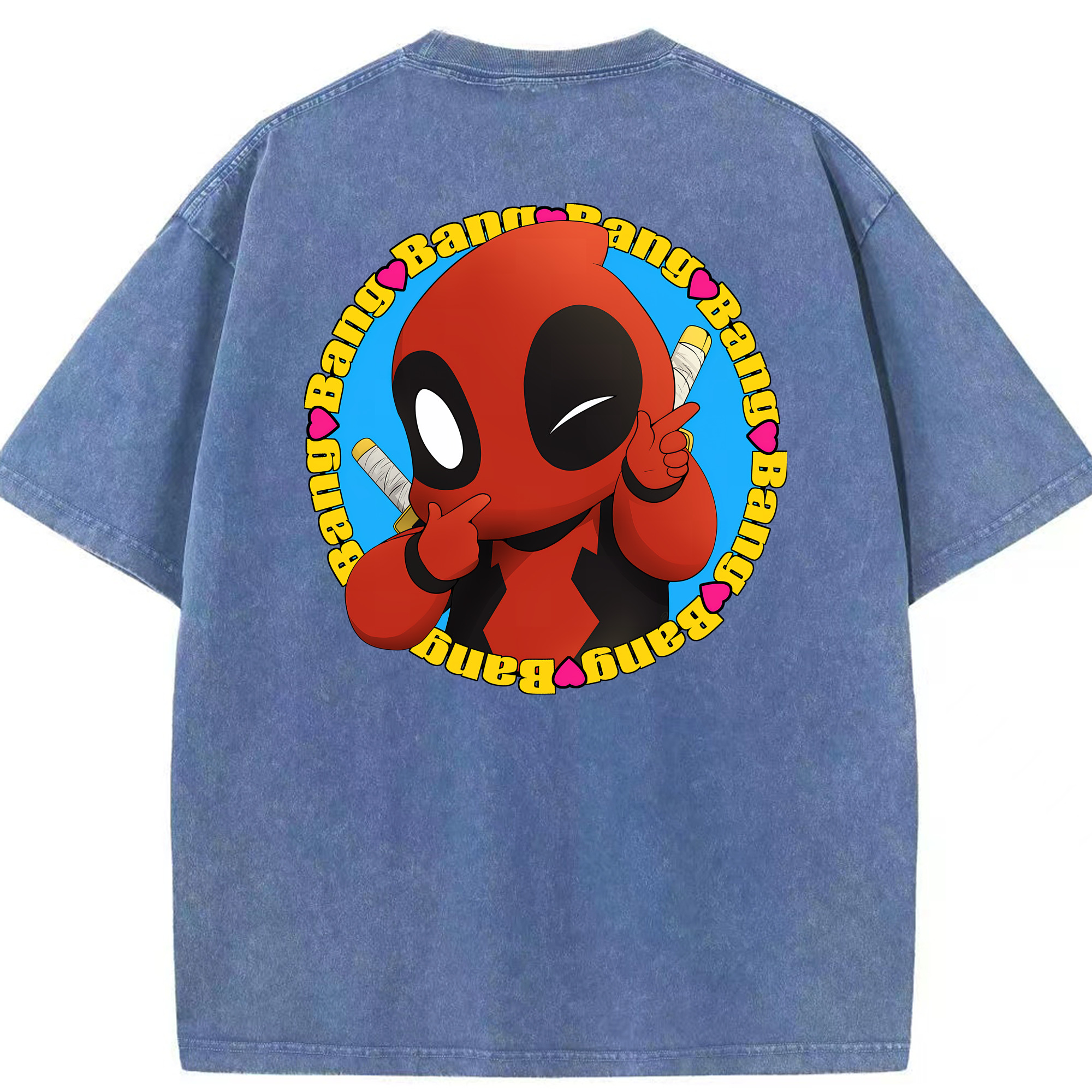 （画像用） Deadpool デッドプール 綿100% ヴィンテージ風 半袖Tシャツ（背面プリント）