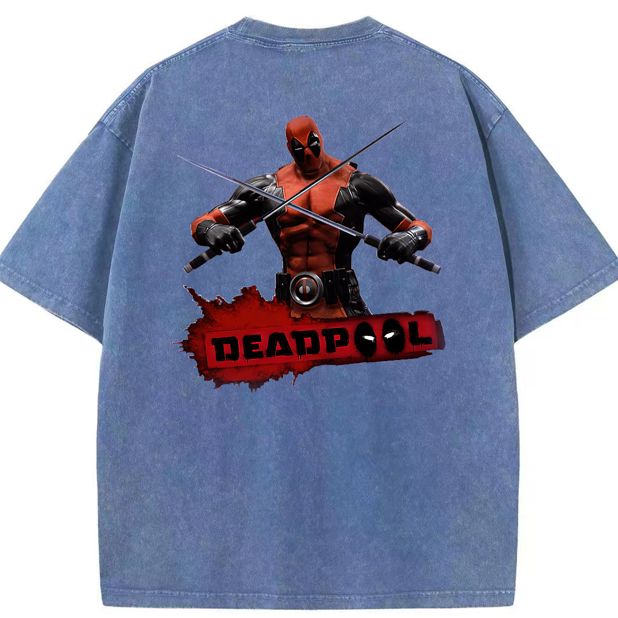（画像用） Deadpool デッドプール 綿100% ヴィンテージ風 半袖Tシャツ（背面プリント）