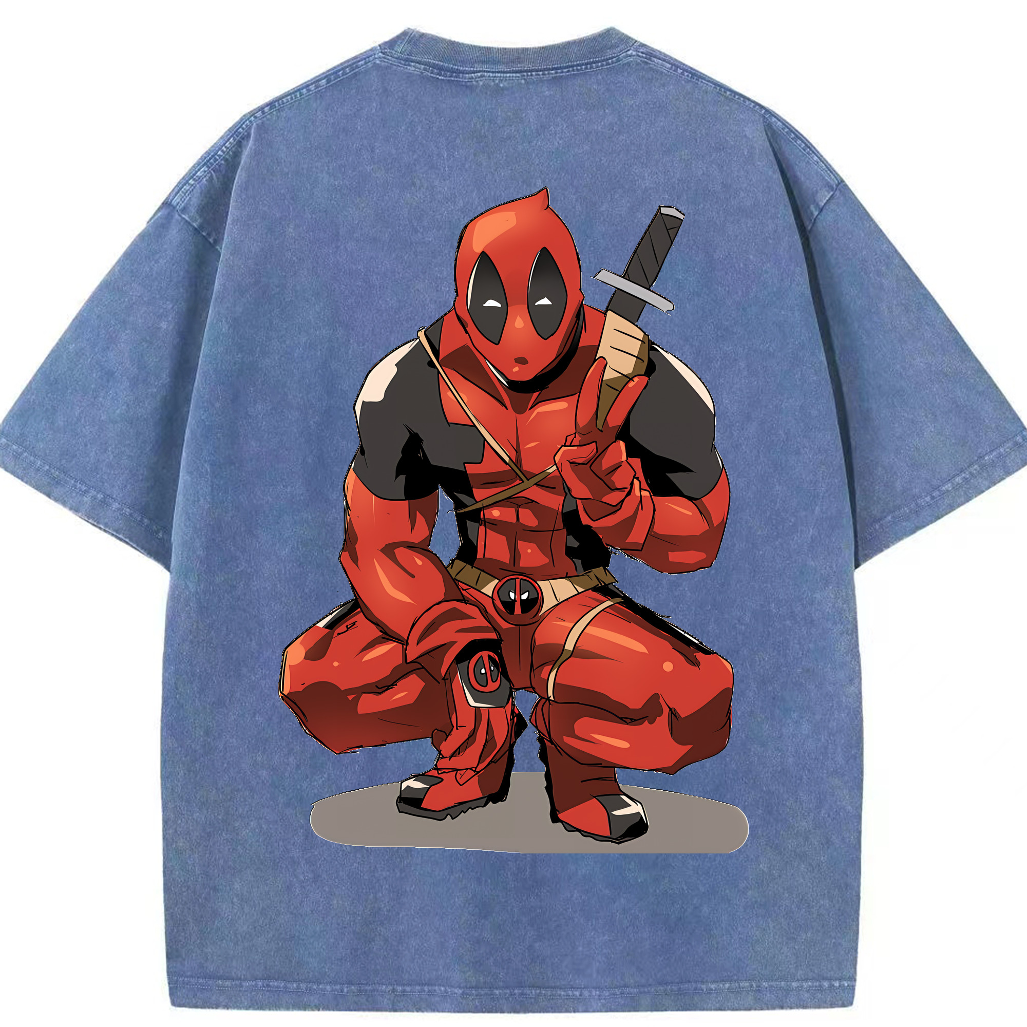 （画像用） Deadpool デッドプール 綿100% ヴィンテージ風 半袖Tシャツ（背面プリント）