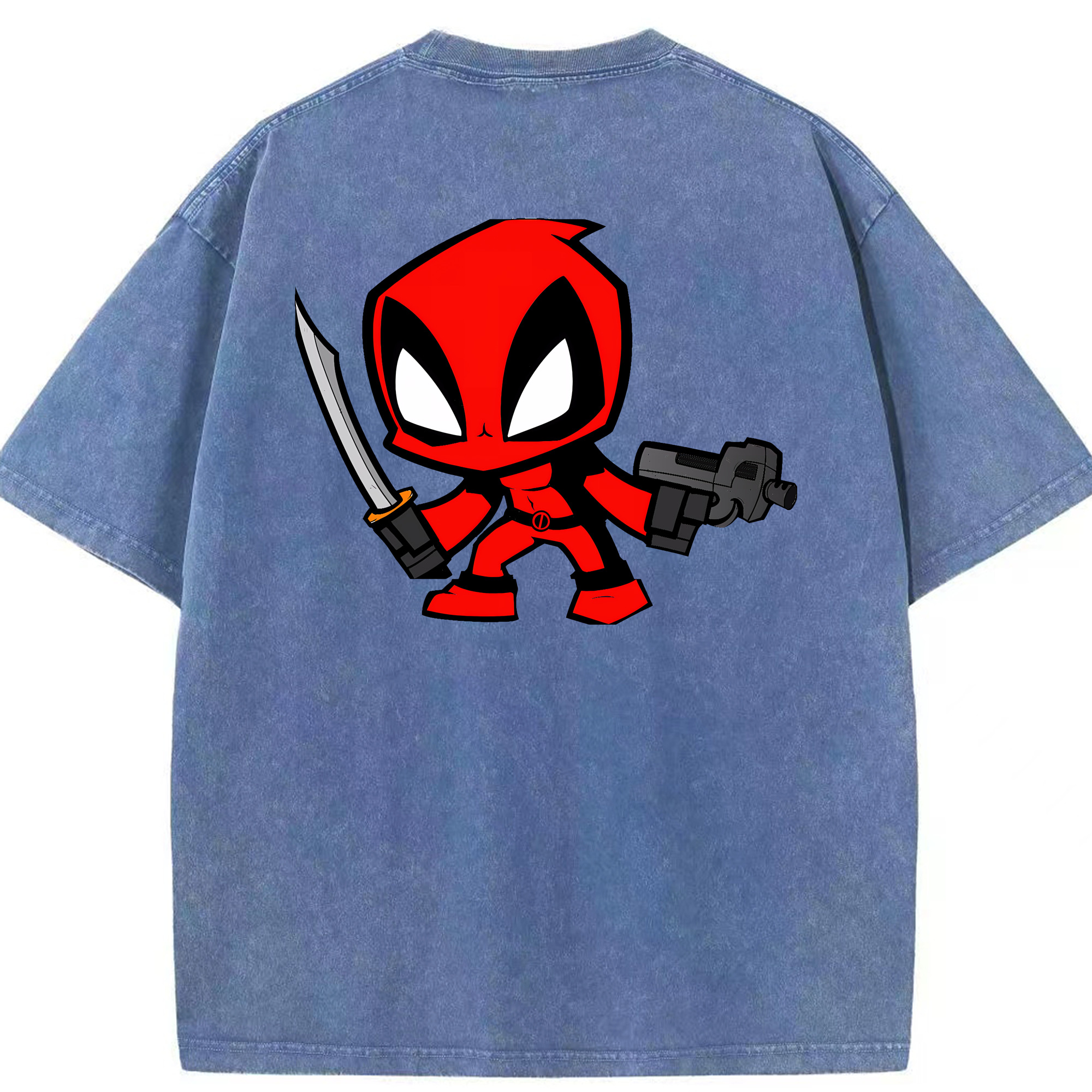 （画像用） Deadpool デッドプール 綿100% ヴィンテージ風 半袖Tシャツ（背面プリント）
