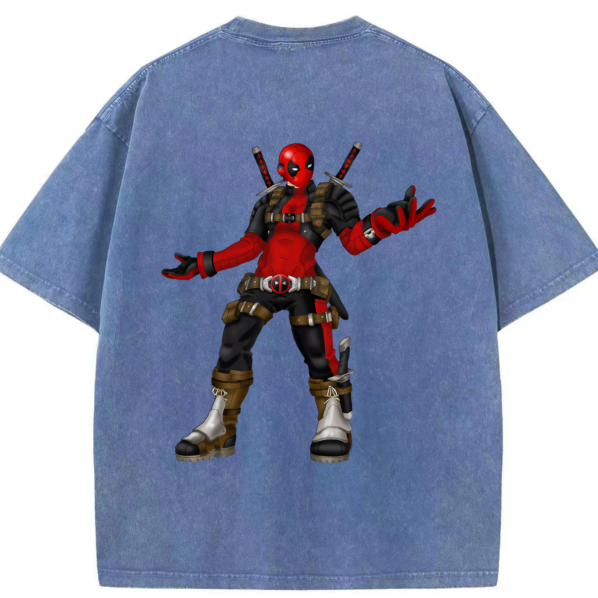 （画像用） Deadpool デッドプール 綿100% ヴィンテージ風 半袖Tシャツ（背面プリント）