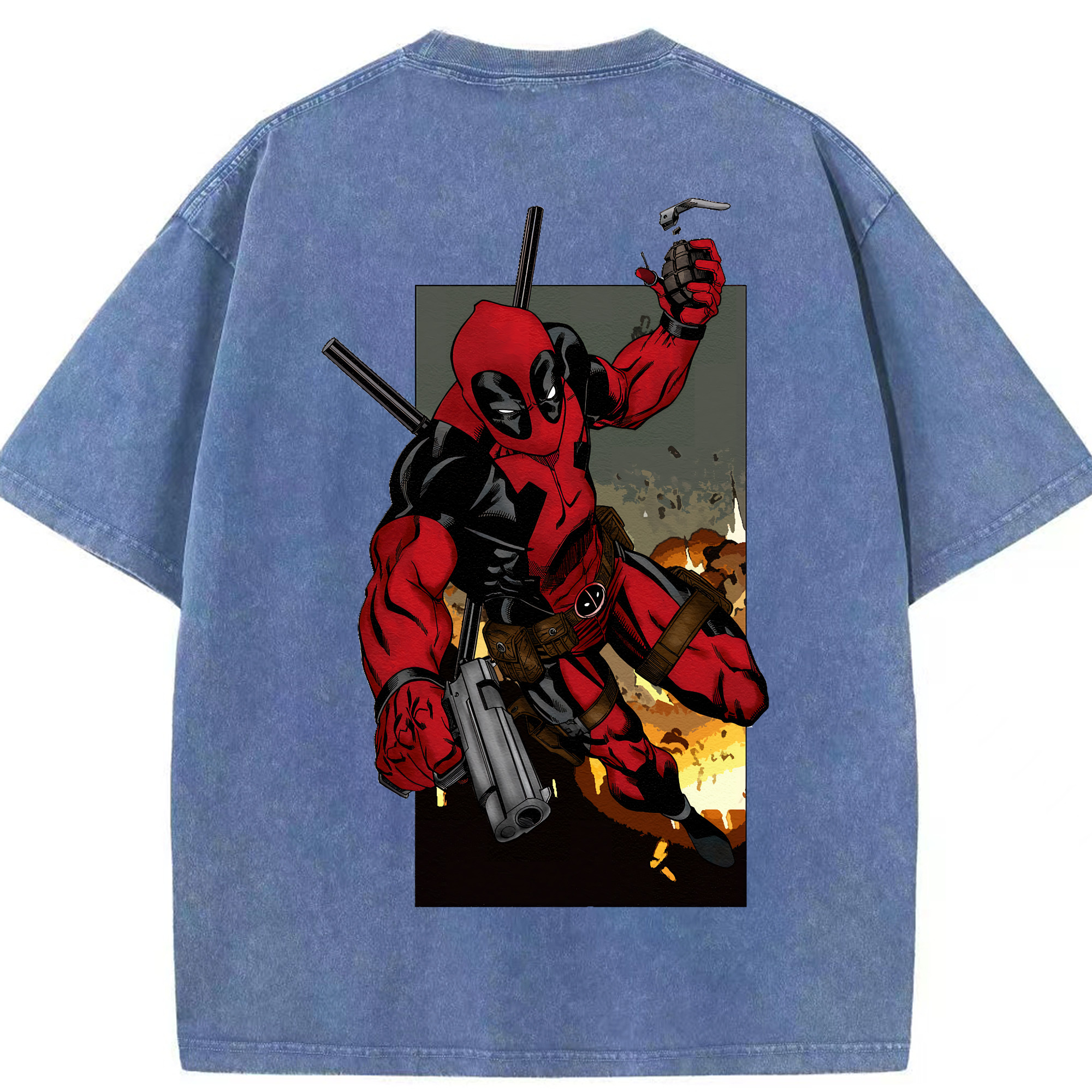 （画像用） Deadpool デッドプール 綿100% ヴィンテージ風 半袖Tシャツ（背面プリント）