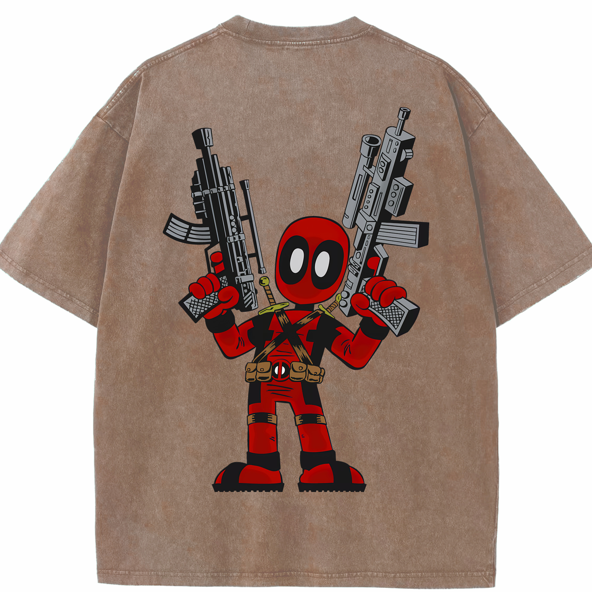 （画像用） Deadpool デッドプール 綿100% ヴィンテージ風 半袖Tシャツ（背面プリント）