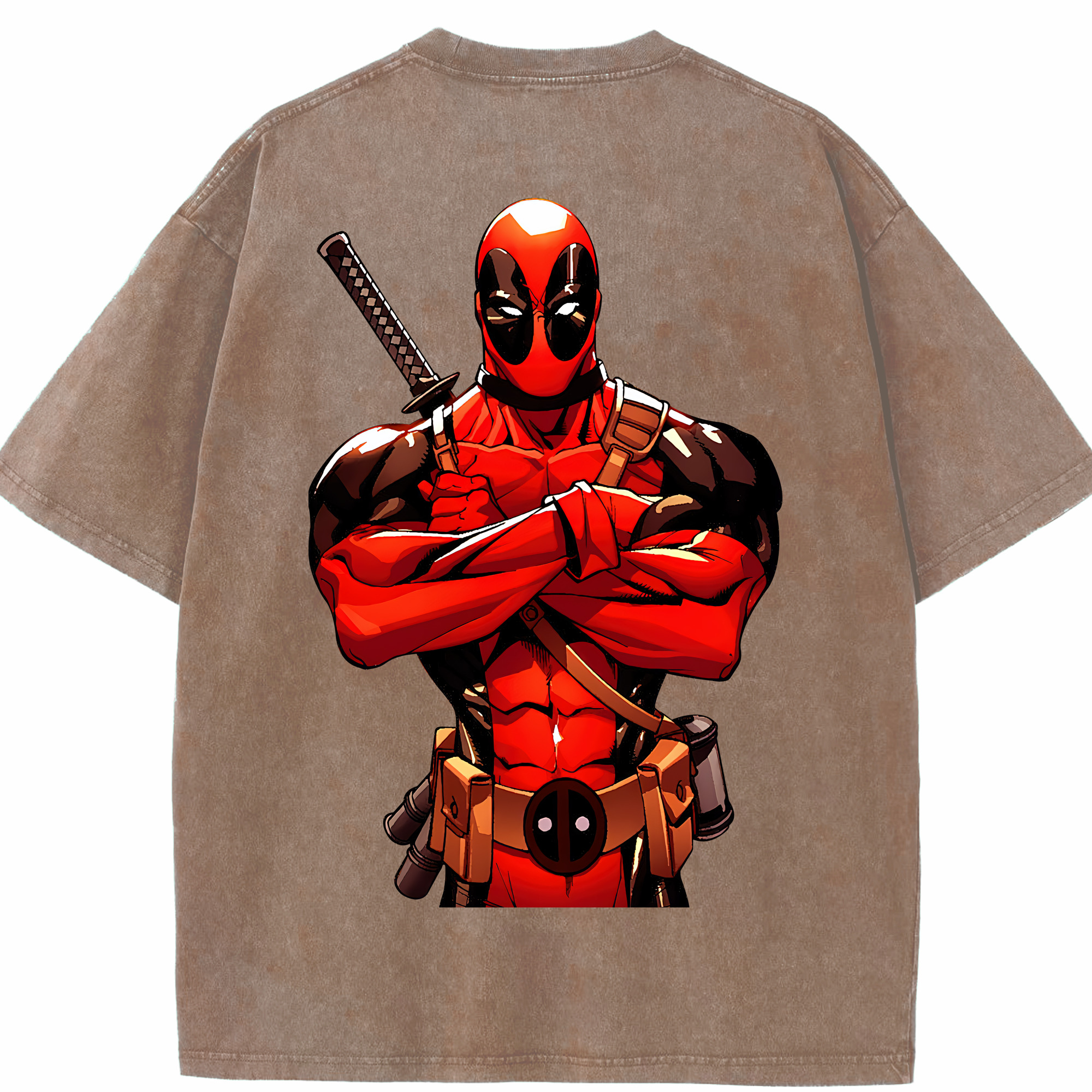 （画像用） Deadpool デッドプール 綿100% ヴィンテージ風 半袖Tシャツ（背面プリント）