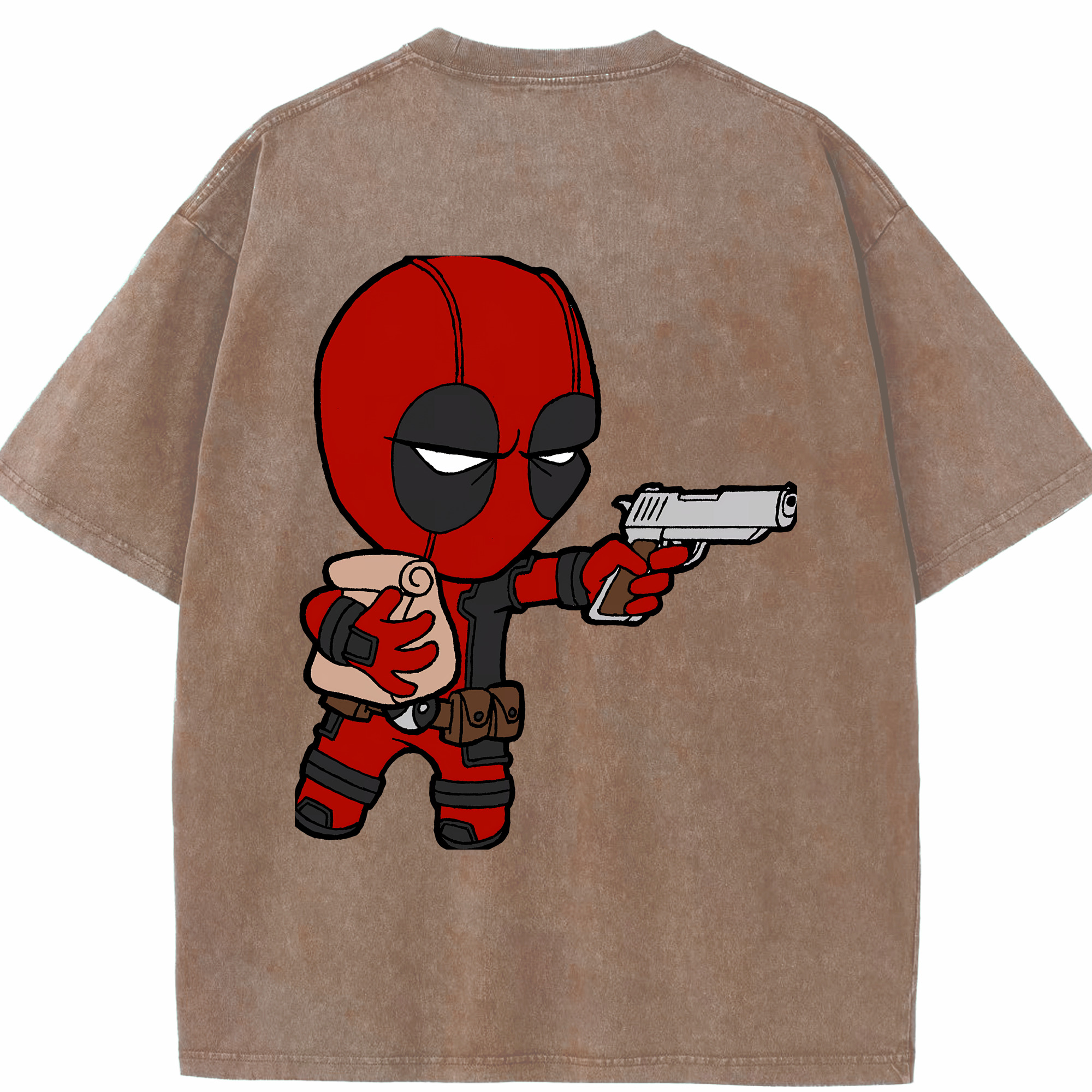 （画像用） Deadpool デッドプール 綿100% ヴィンテージ風 半袖Tシャツ（背面プリント）