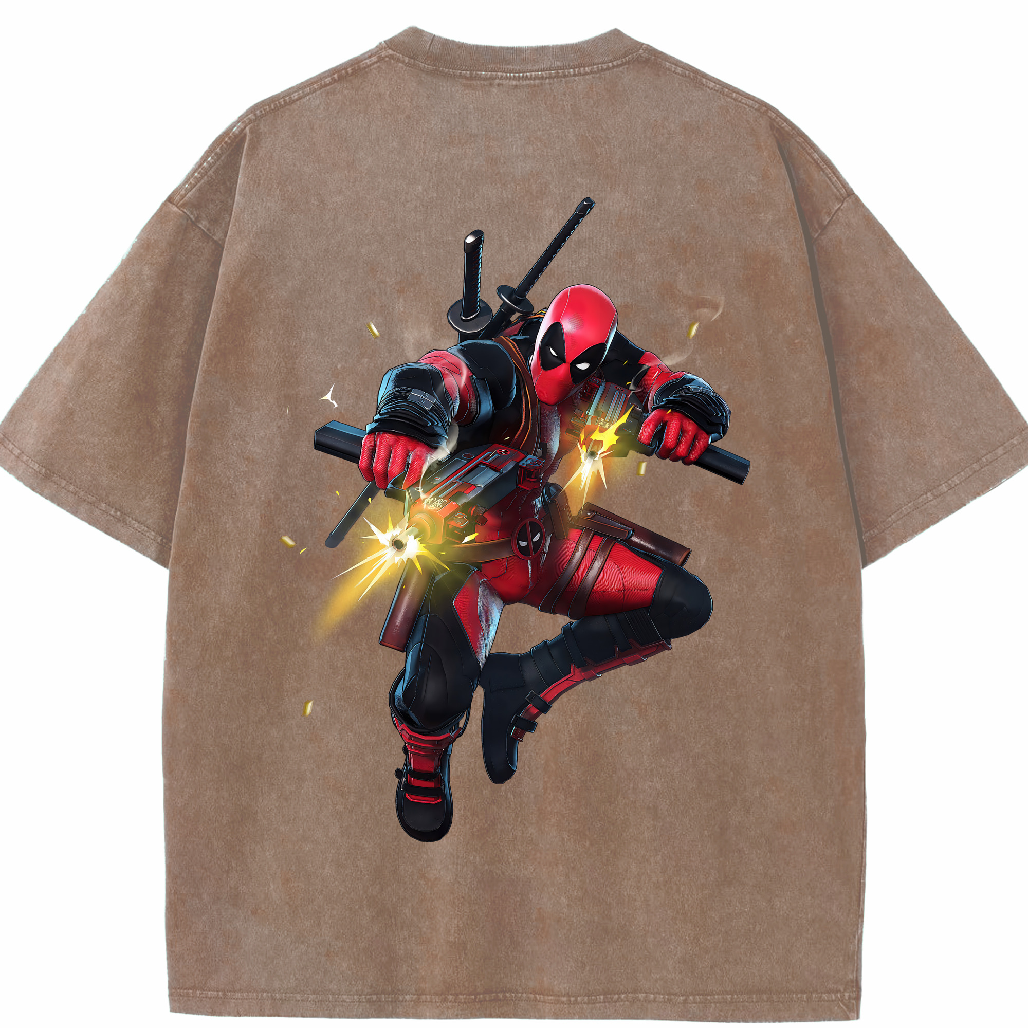 （画像用） Deadpool デッドプール 綿100% ヴィンテージ風 半袖Tシャツ（背面プリント）