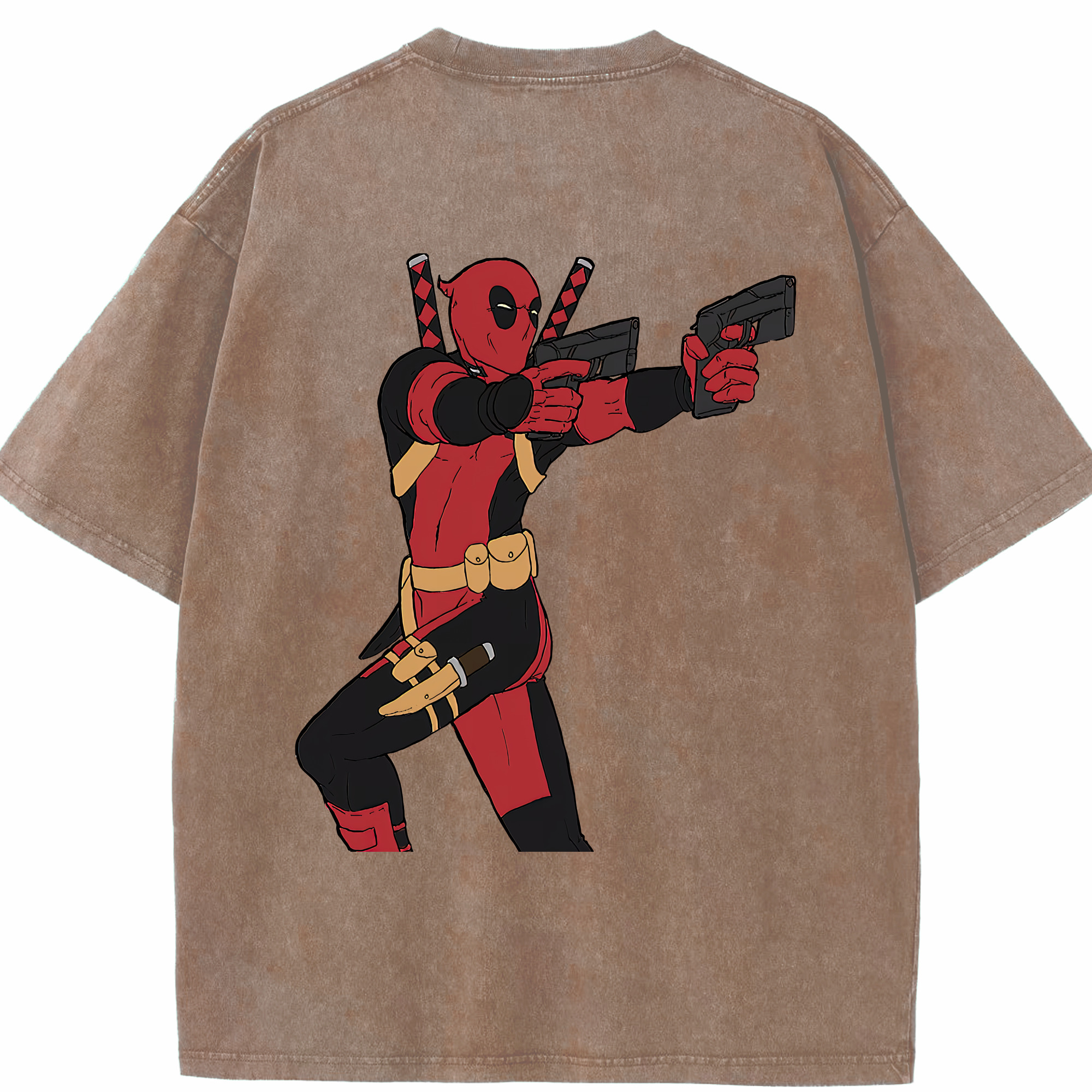 （画像用） Deadpool デッドプール 綿100% ヴィンテージ風 半袖Tシャツ（背面プリント）