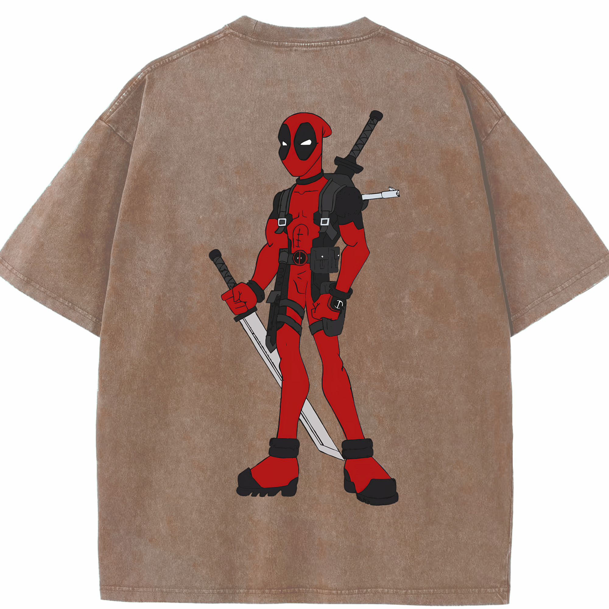 （画像用） Deadpool デッドプール 綿100% ヴィンテージ風 半袖Tシャツ（背面プリント）