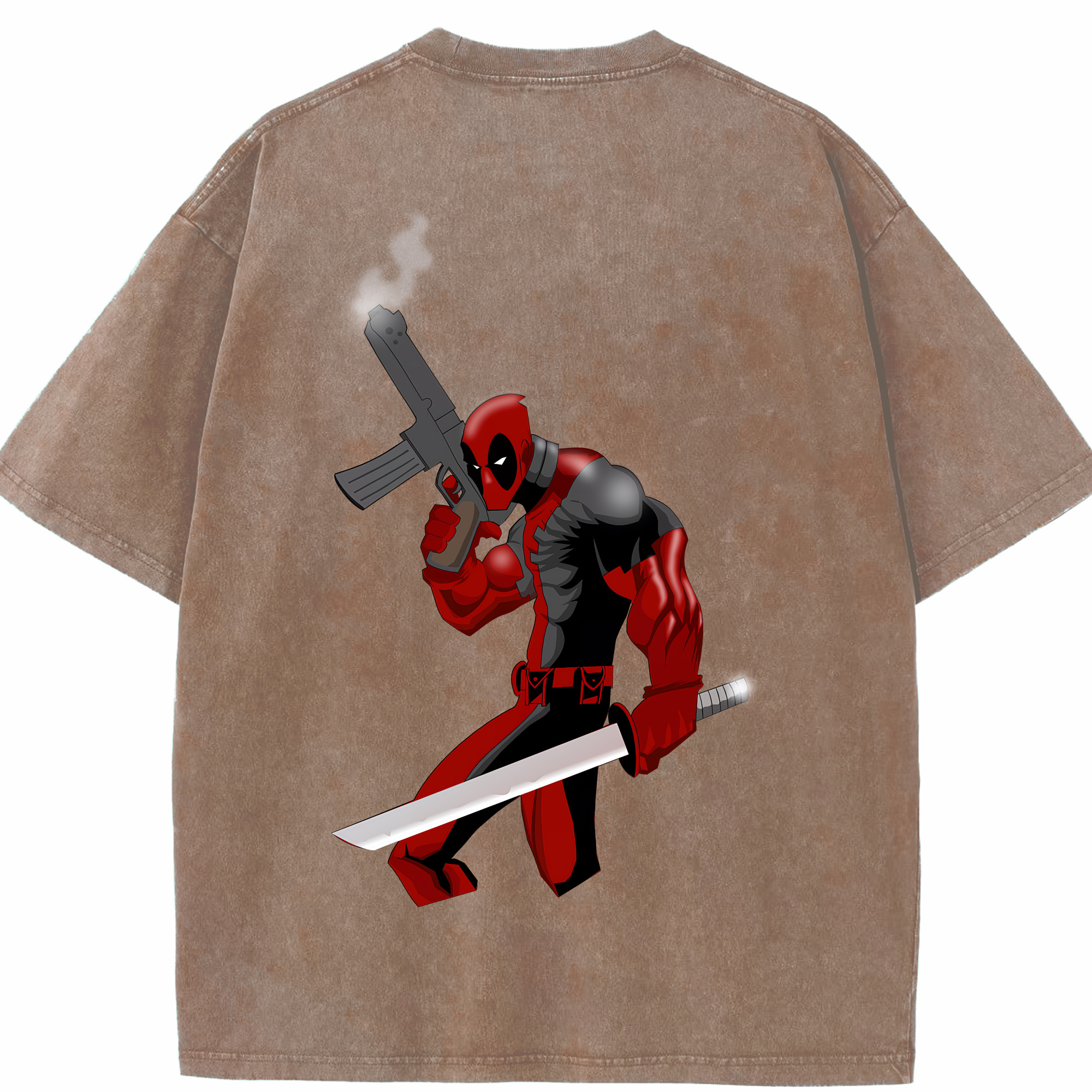 （画像用） Deadpool デッドプール 綿100% ヴィンテージ風 半袖Tシャツ（背面プリント）