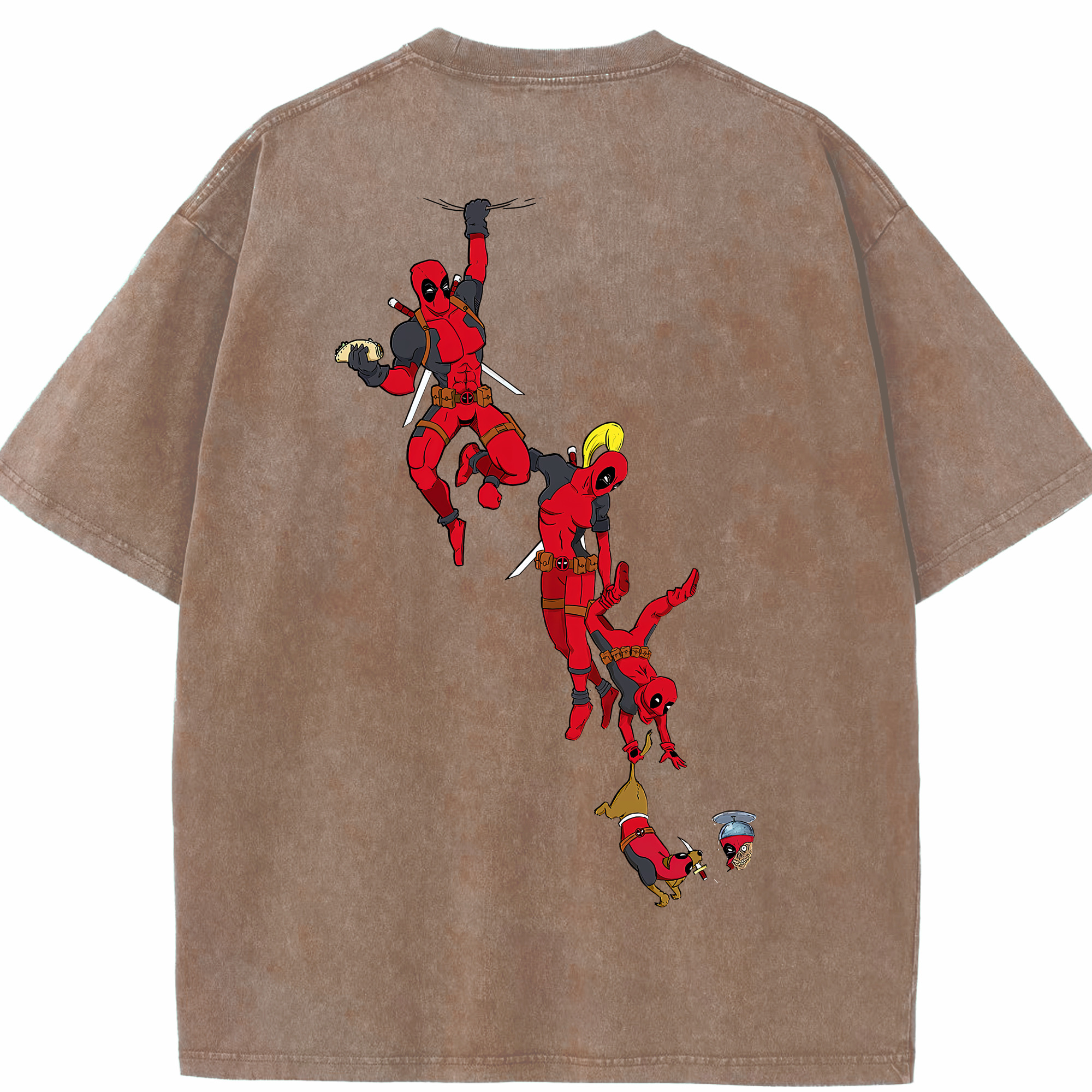 （画像用） Deadpool デッドプール 綿100% ヴィンテージ風 半袖Tシャツ（背面プリント）