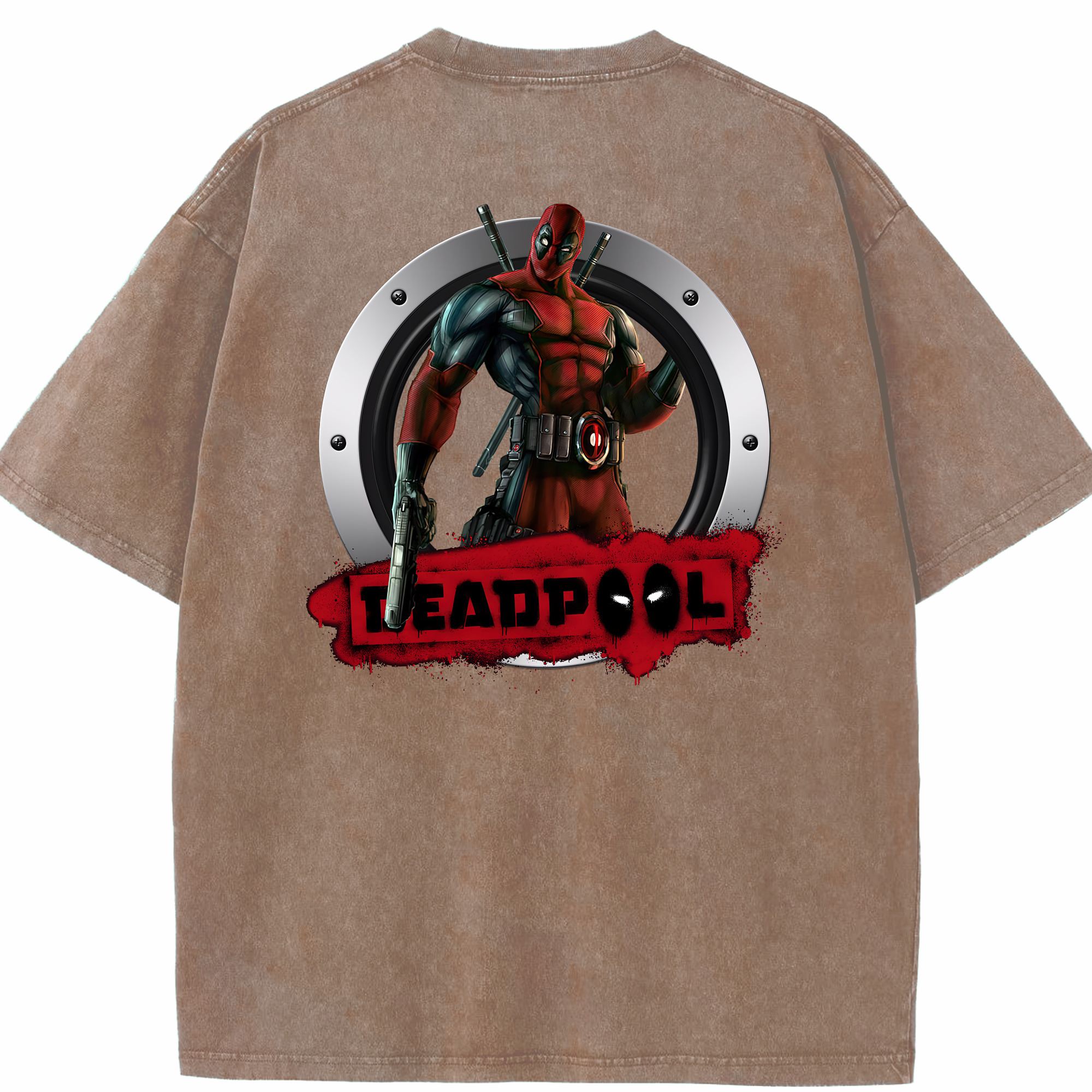 （画像用） Deadpool デッドプール 綿100% ヴィンテージ風 半袖Tシャツ（背面プリント）