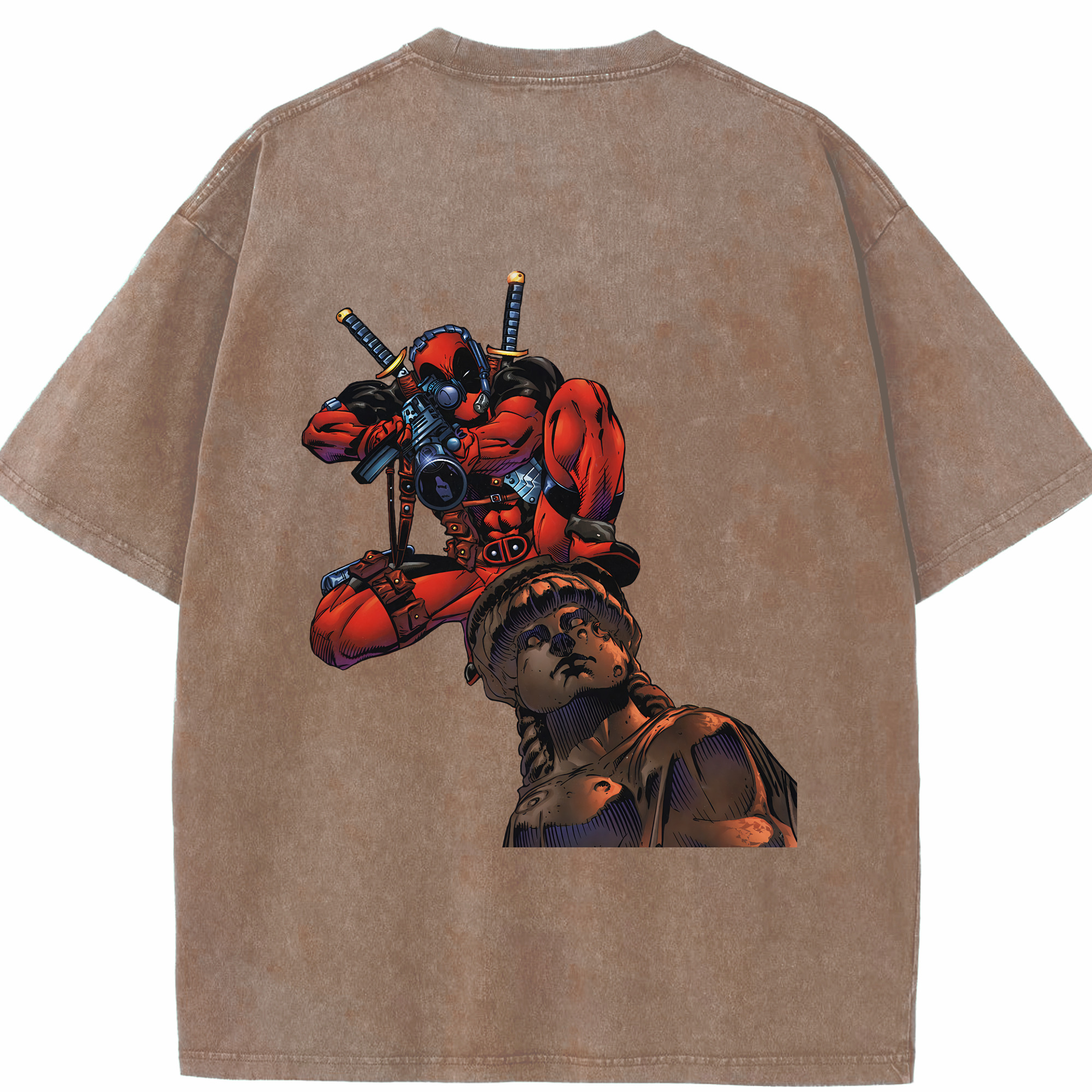 （画像用） Deadpool デッドプール 綿100% ヴィンテージ風 半袖Tシャツ（背面プリント）