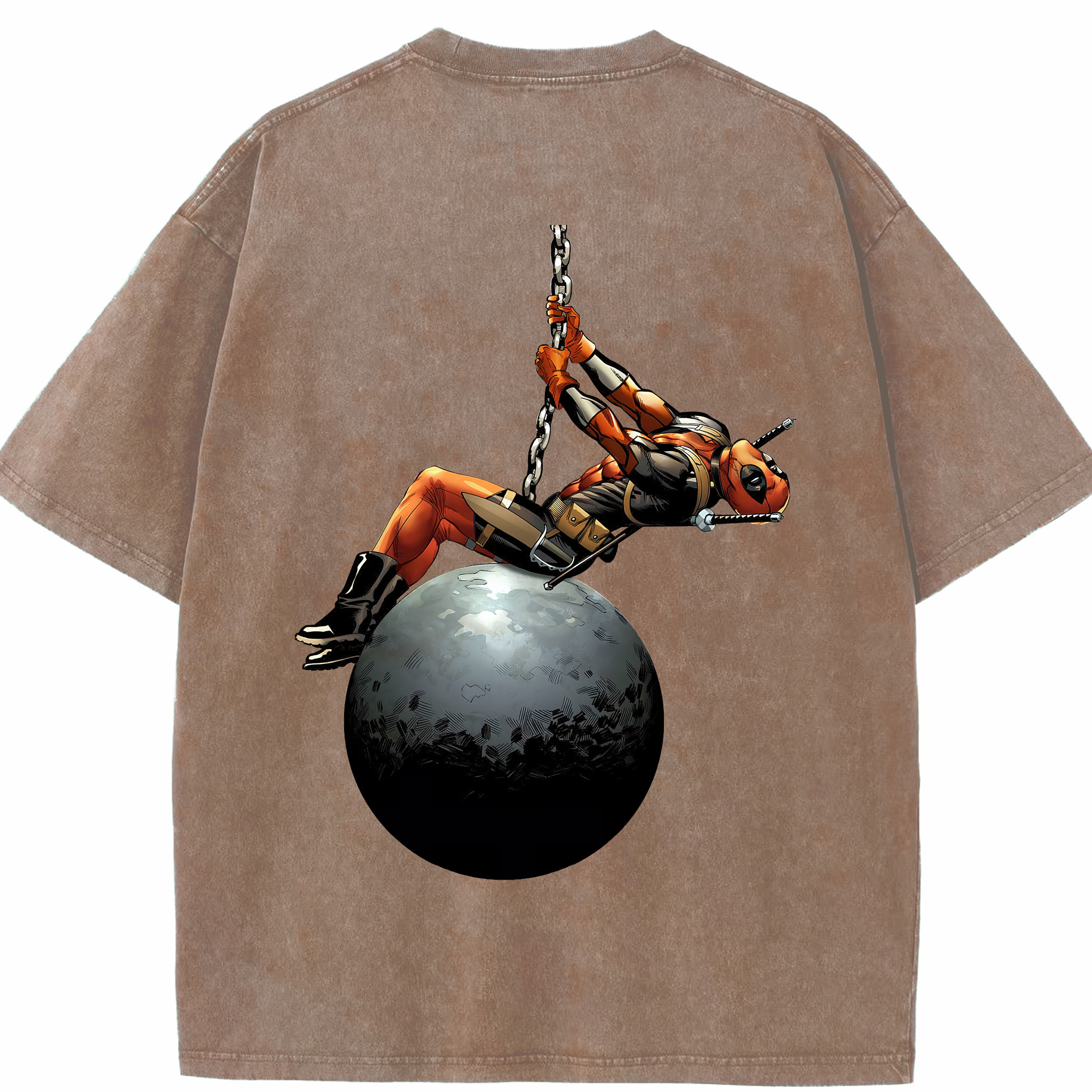 （画像用） Deadpool デッドプール 綿100% ヴィンテージ風 半袖Tシャツ（背面プリント）