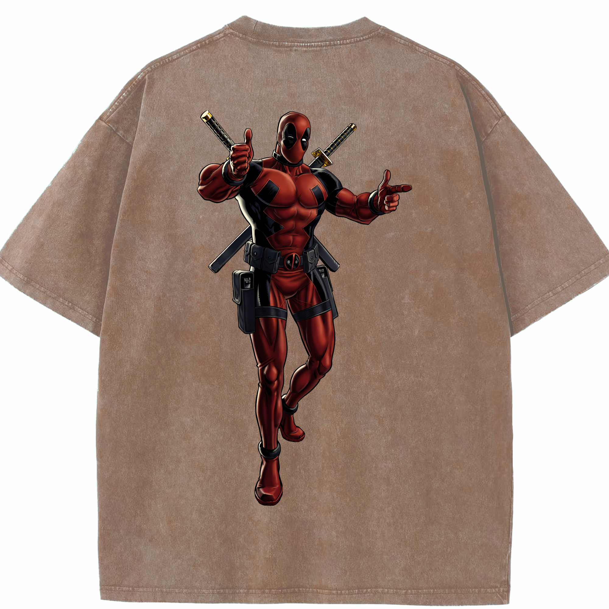 （画像用） Deadpool デッドプール 綿100% ヴィンテージ風 半袖Tシャツ（背面プリント）