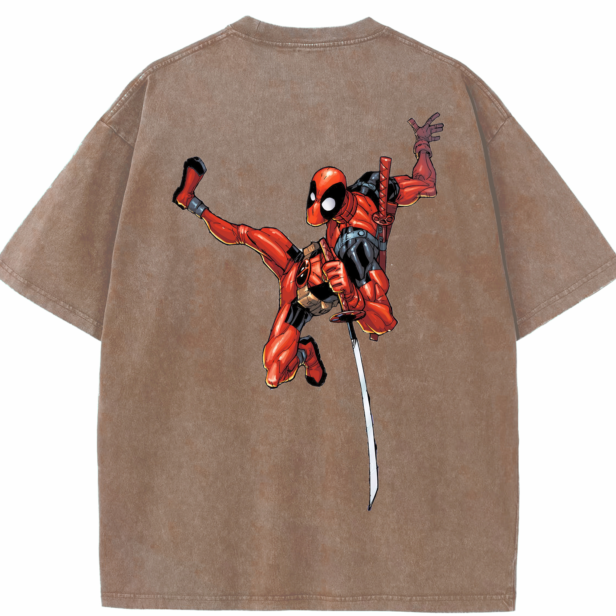 （画像用） Deadpool デッドプール 綿100% ヴィンテージ風 半袖Tシャツ（背面プリント）