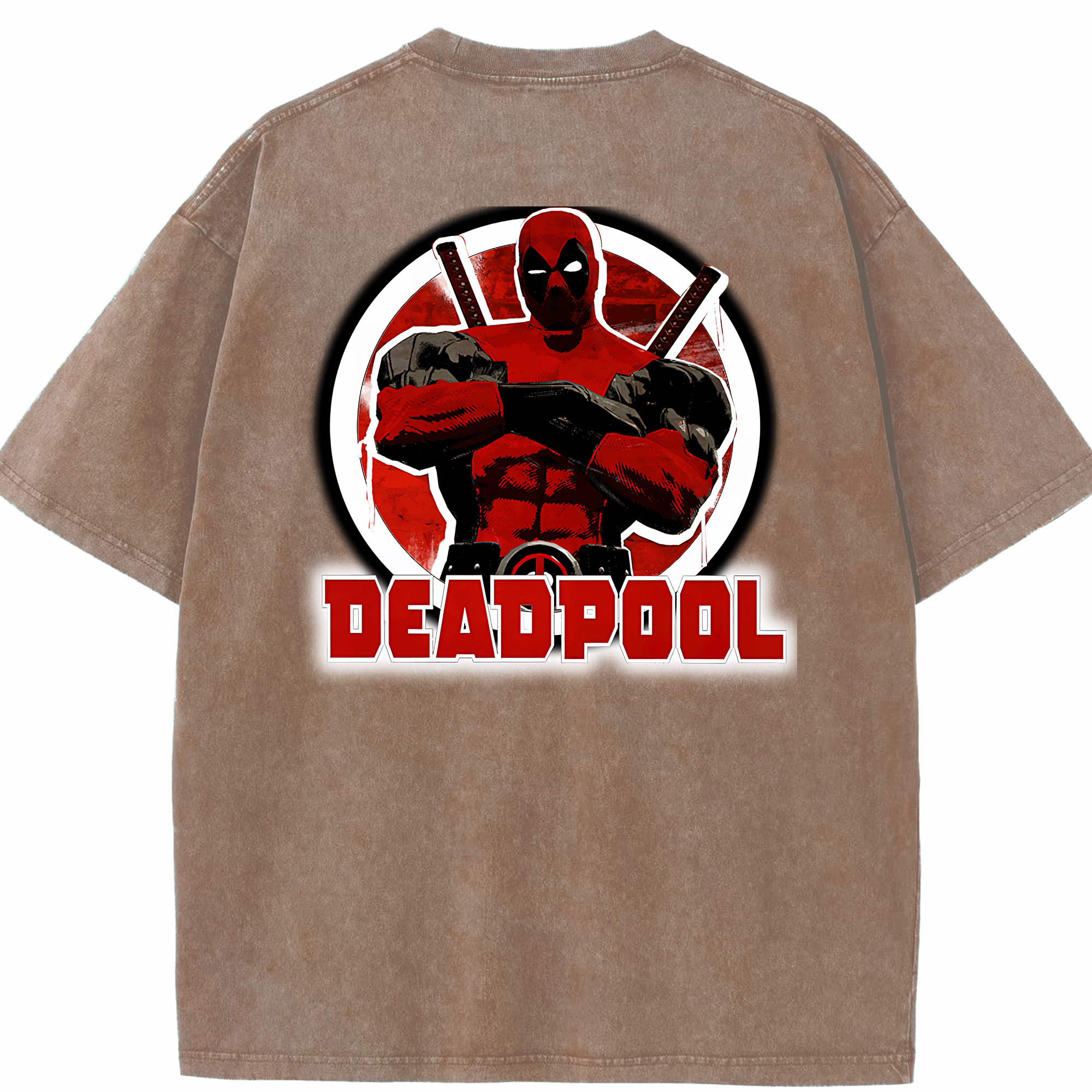 （画像用） Deadpool デッドプール 綿100% ヴィンテージ風 半袖Tシャツ（背面プリント）