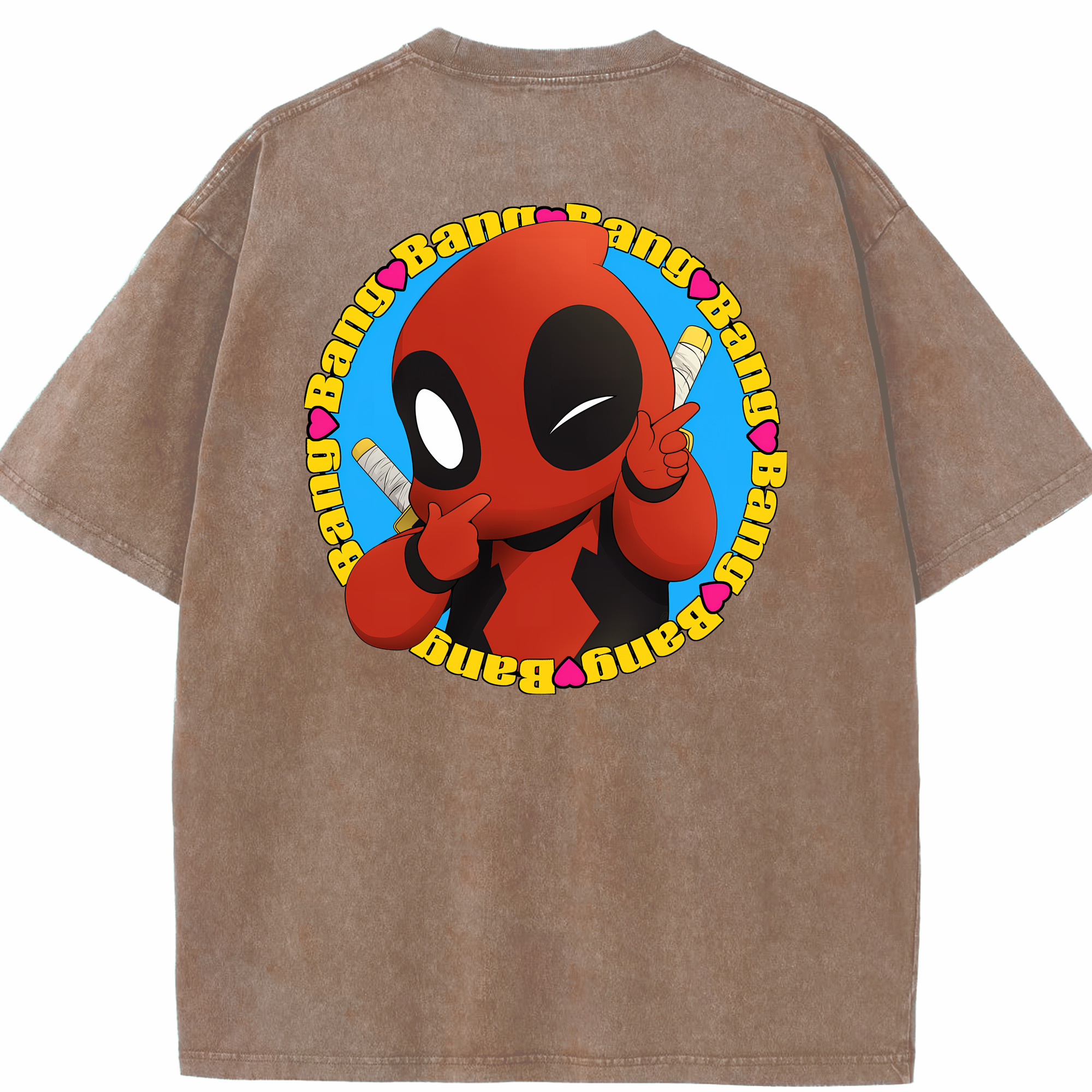 （画像用） Deadpool デッドプール 綿100% ヴィンテージ風 半袖Tシャツ（背面プリント）
