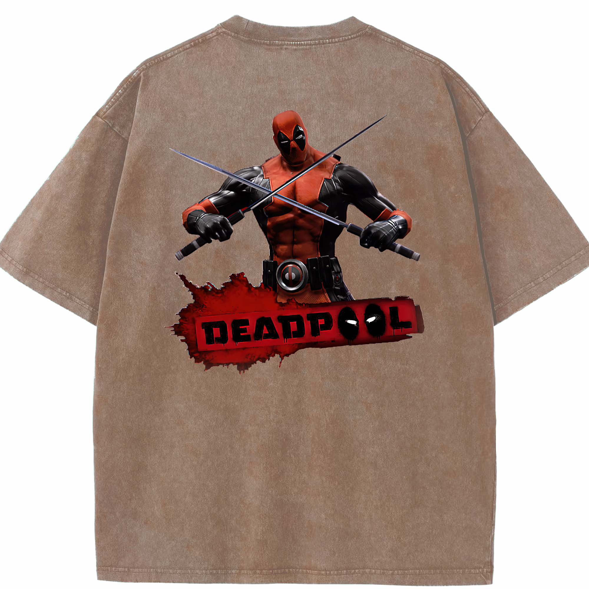 （画像用） Deadpool デッドプール 綿100% ヴィンテージ風 半袖Tシャツ（背面プリント）