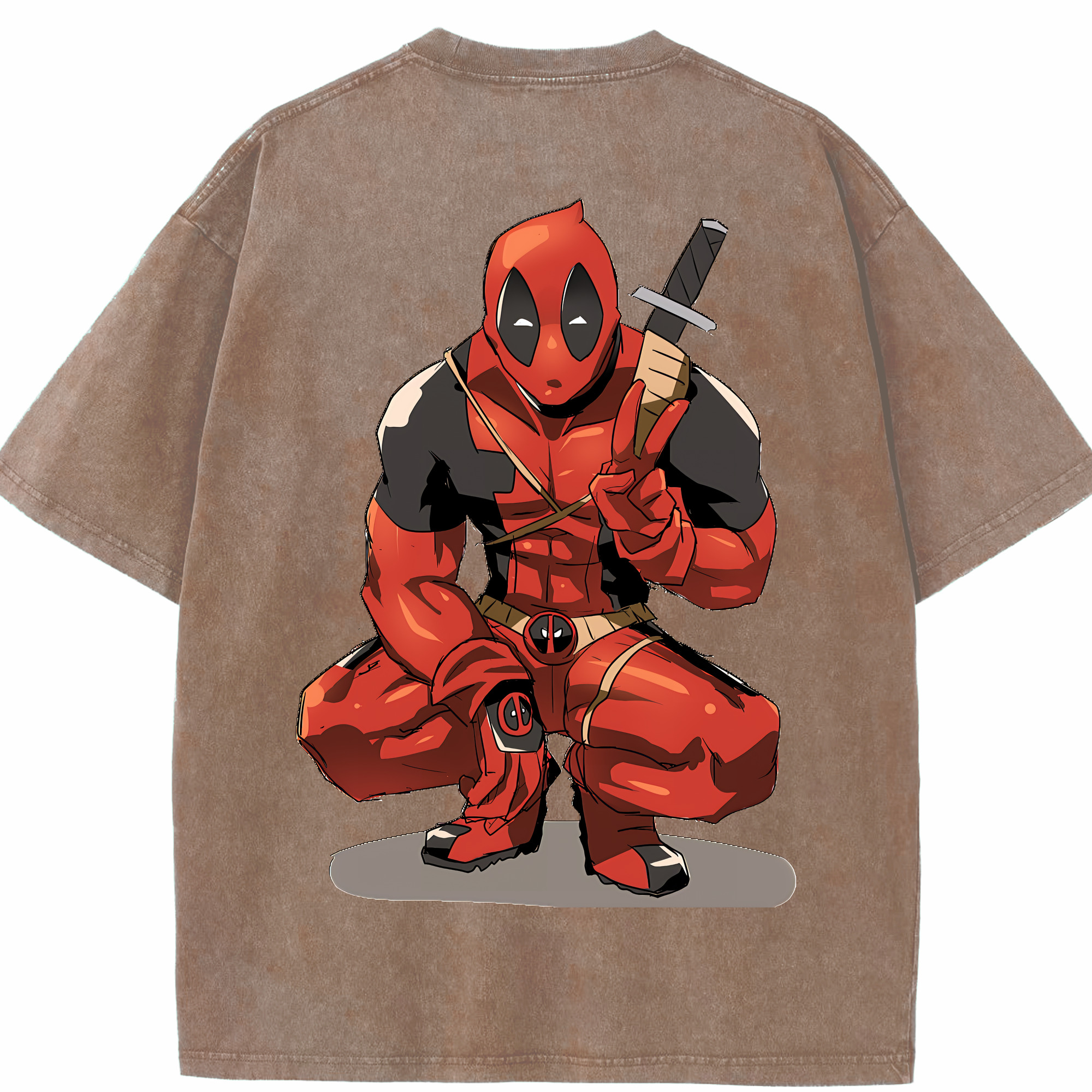 （画像用） Deadpool デッドプール 綿100% ヴィンテージ風 半袖Tシャツ（背面プリント）
