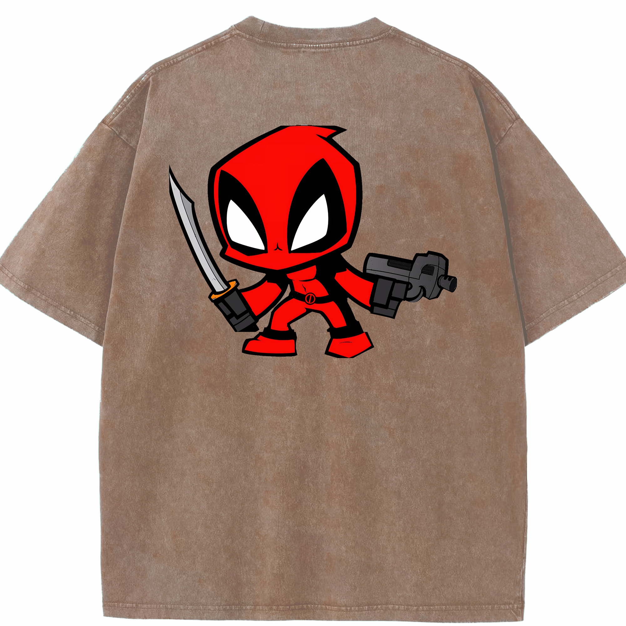 （画像用） Deadpool デッドプール 綿100% ヴィンテージ風 半袖Tシャツ（背面プリント）