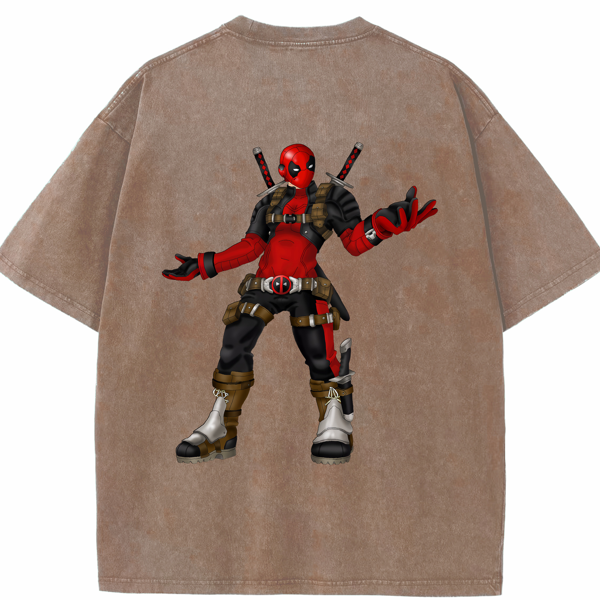 （画像用） Deadpool デッドプール 綿100% ヴィンテージ風 半袖Tシャツ（背面プリント）