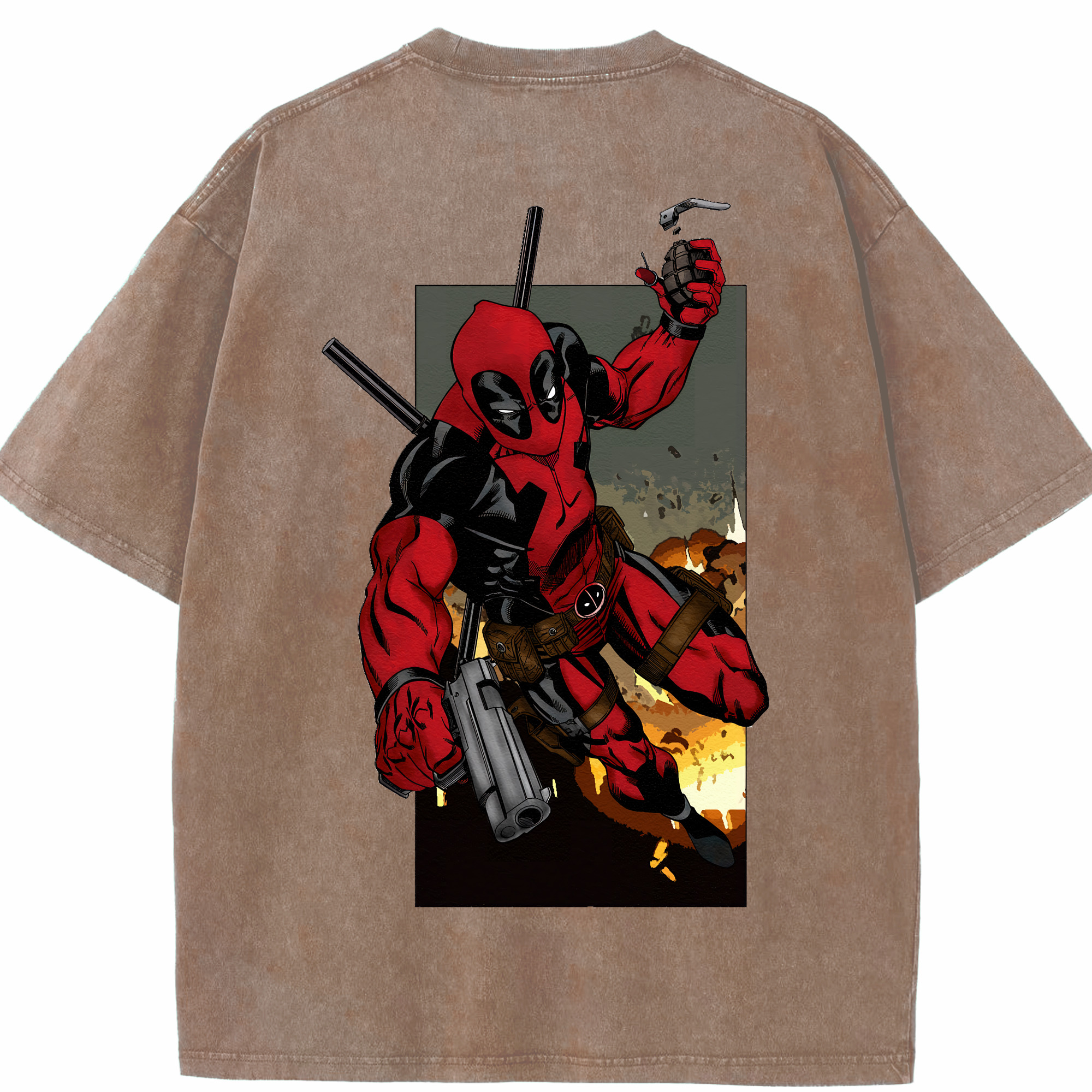 （画像用） Deadpool デッドプール 綿100% ヴィンテージ風 半袖Tシャツ（背面プリント）