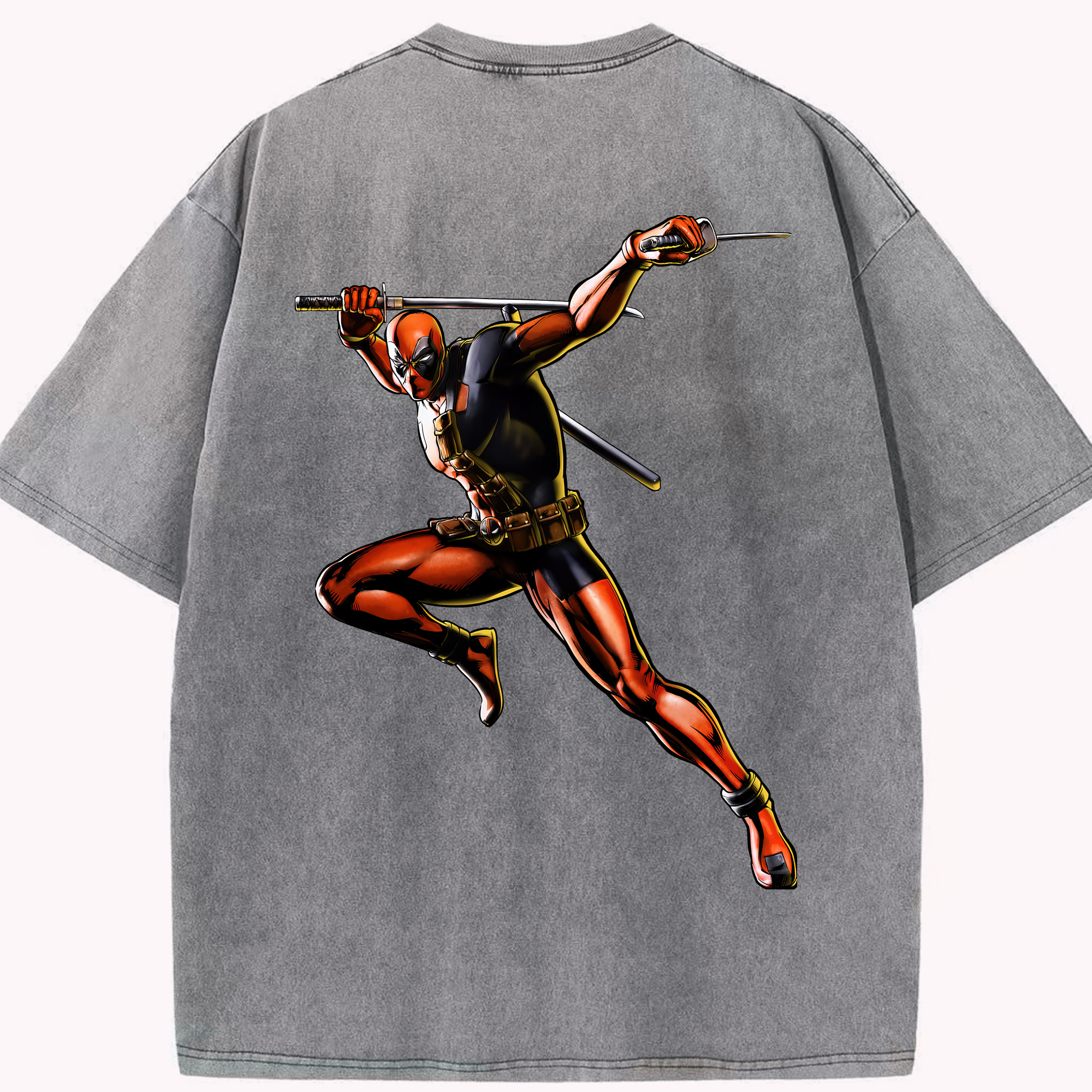 （画像用） Deadpool デッドプール 綿100% ヴィンテージ風 半袖Tシャツ（背面プリント）