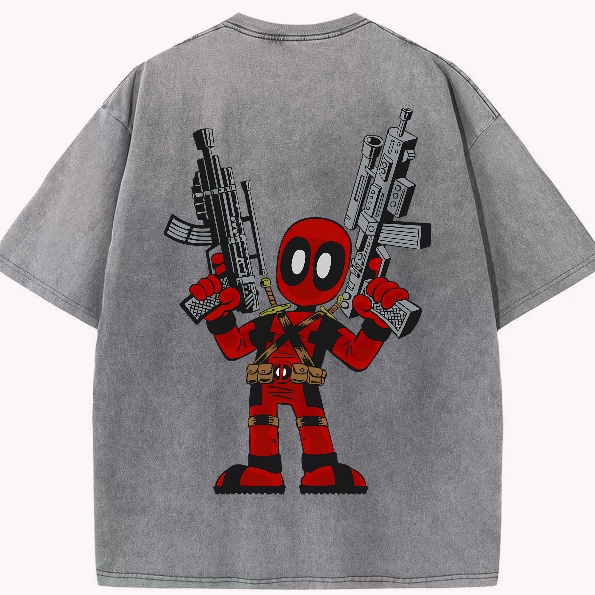 （画像用） Deadpool デッドプール 綿100% ヴィンテージ風 半袖Tシャツ（背面プリント）