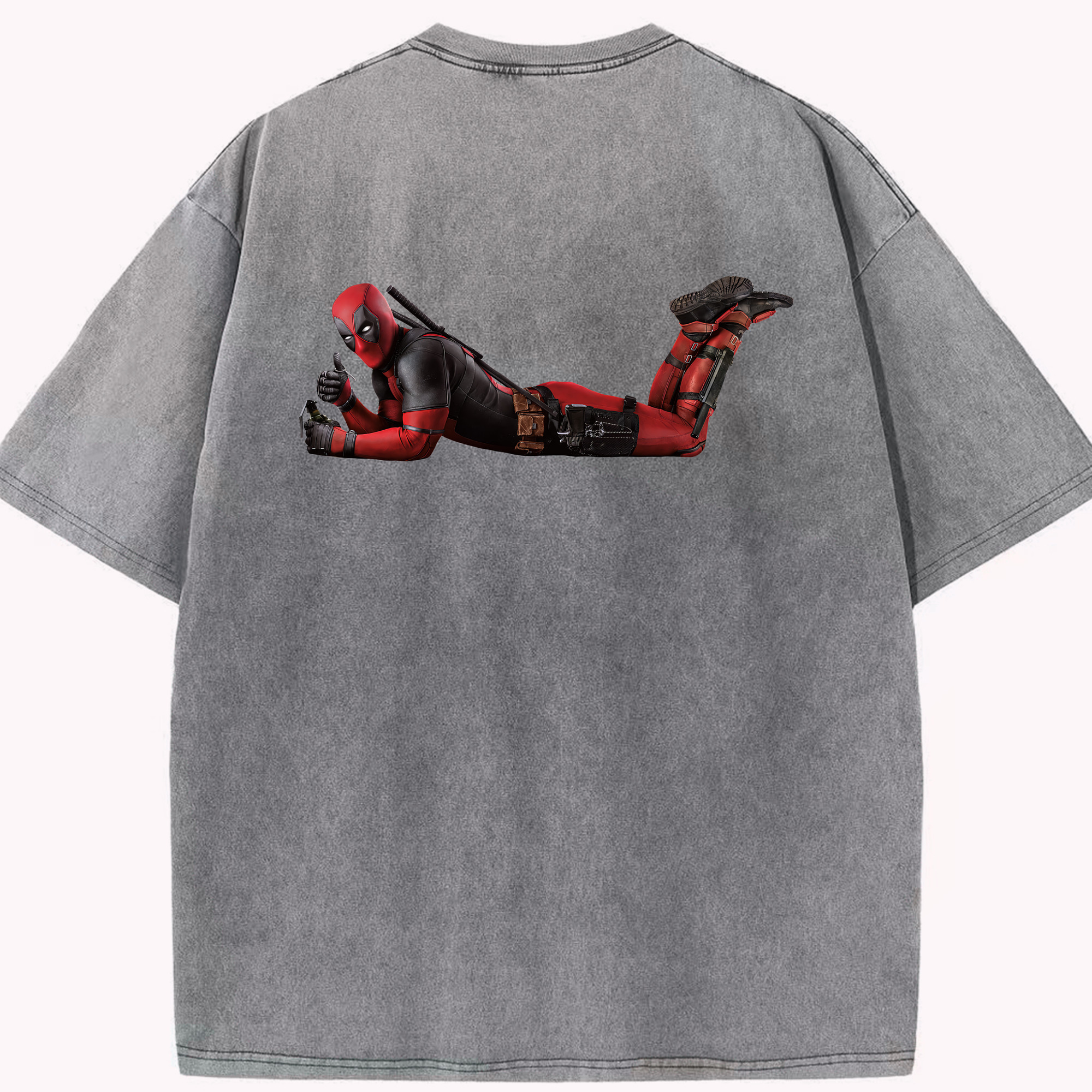 （画像用） Deadpool デッドプール 綿100% ヴィンテージ風 半袖Tシャツ（背面プリント）