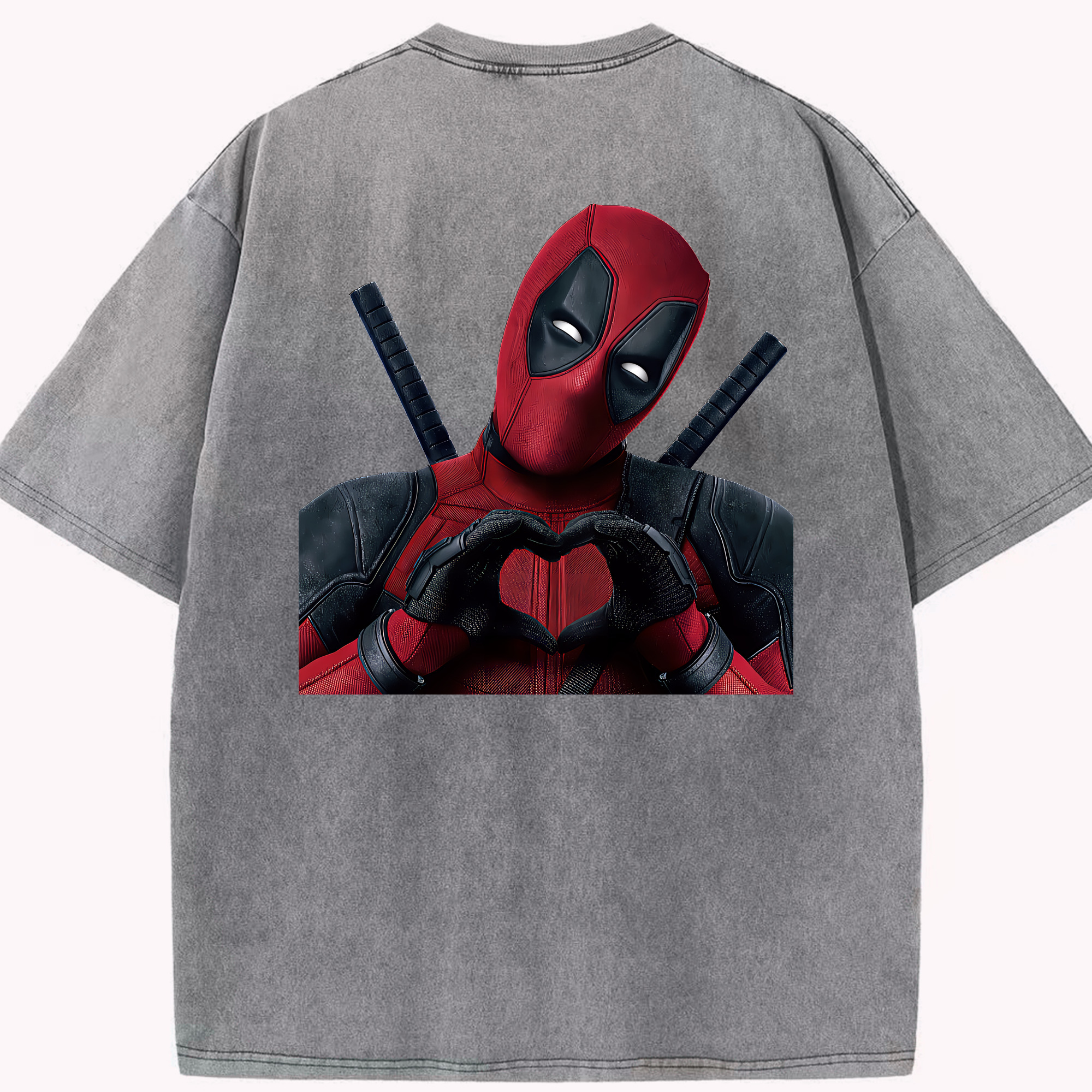 （画像用） Deadpool デッドプール 綿100% ヴィンテージ風 半袖Tシャツ（背面プリント）