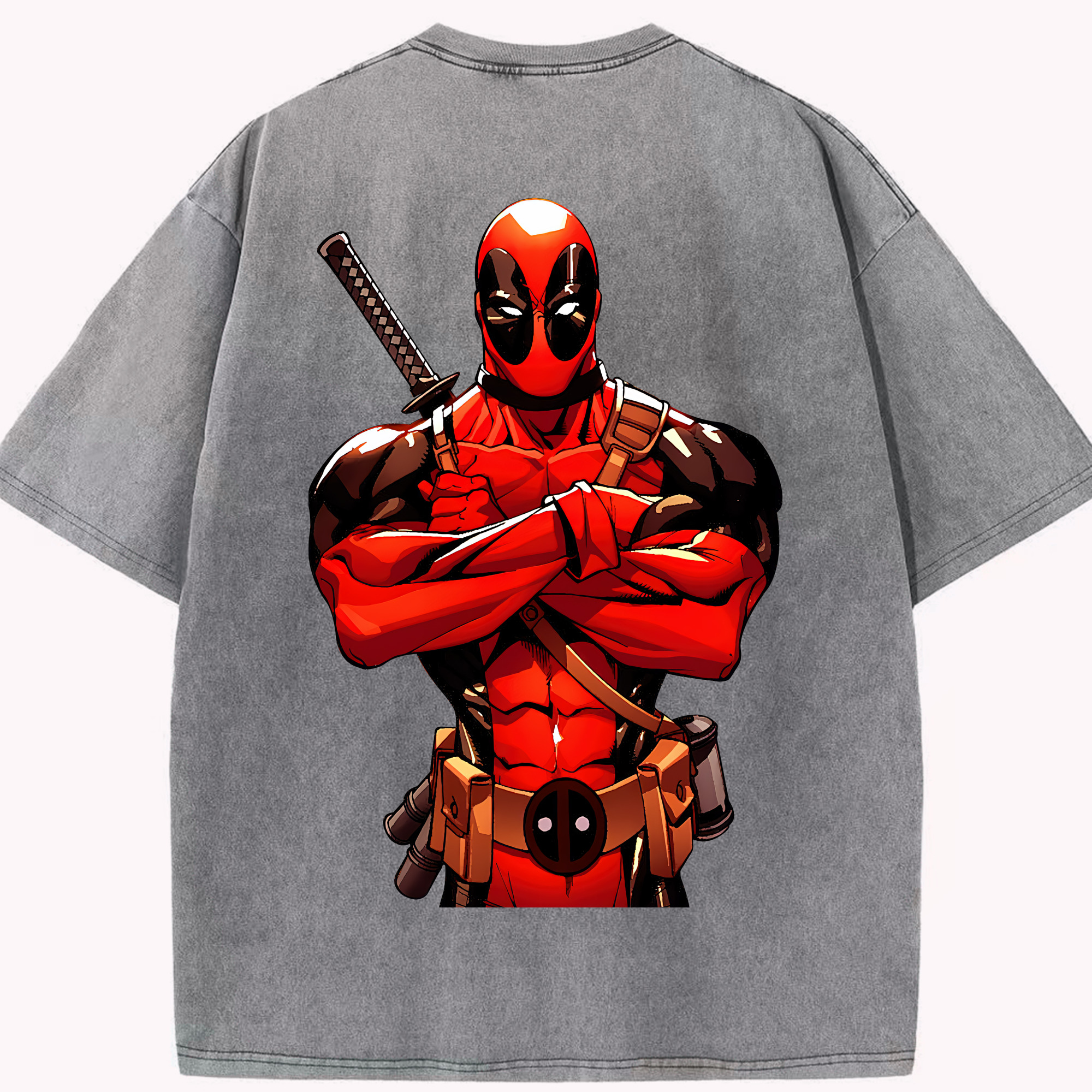 （画像用） Deadpool デッドプール 綿100% ヴィンテージ風 半袖Tシャツ（背面プリント）