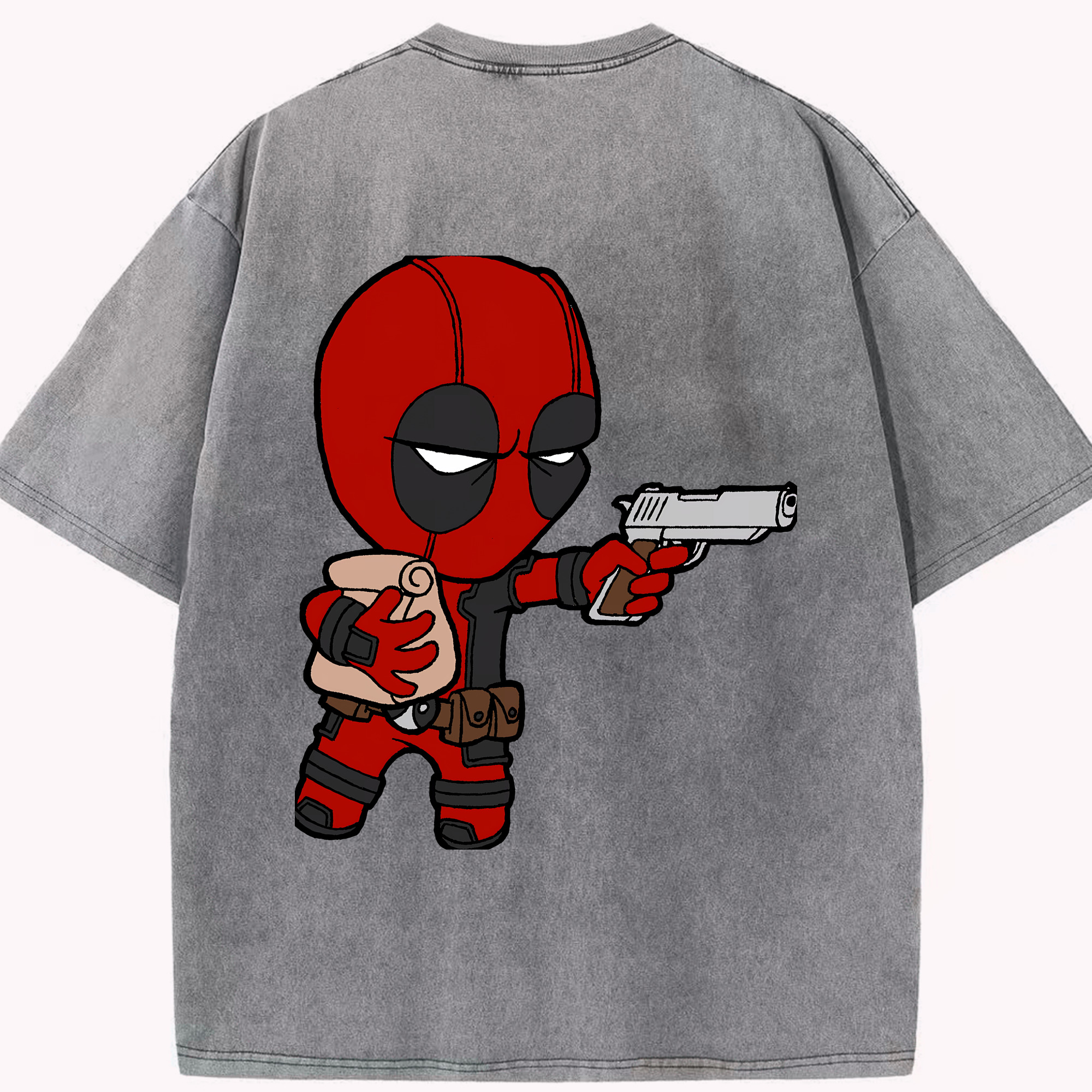 （画像用） Deadpool デッドプール 綿100% ヴィンテージ風 半袖Tシャツ（背面プリント）