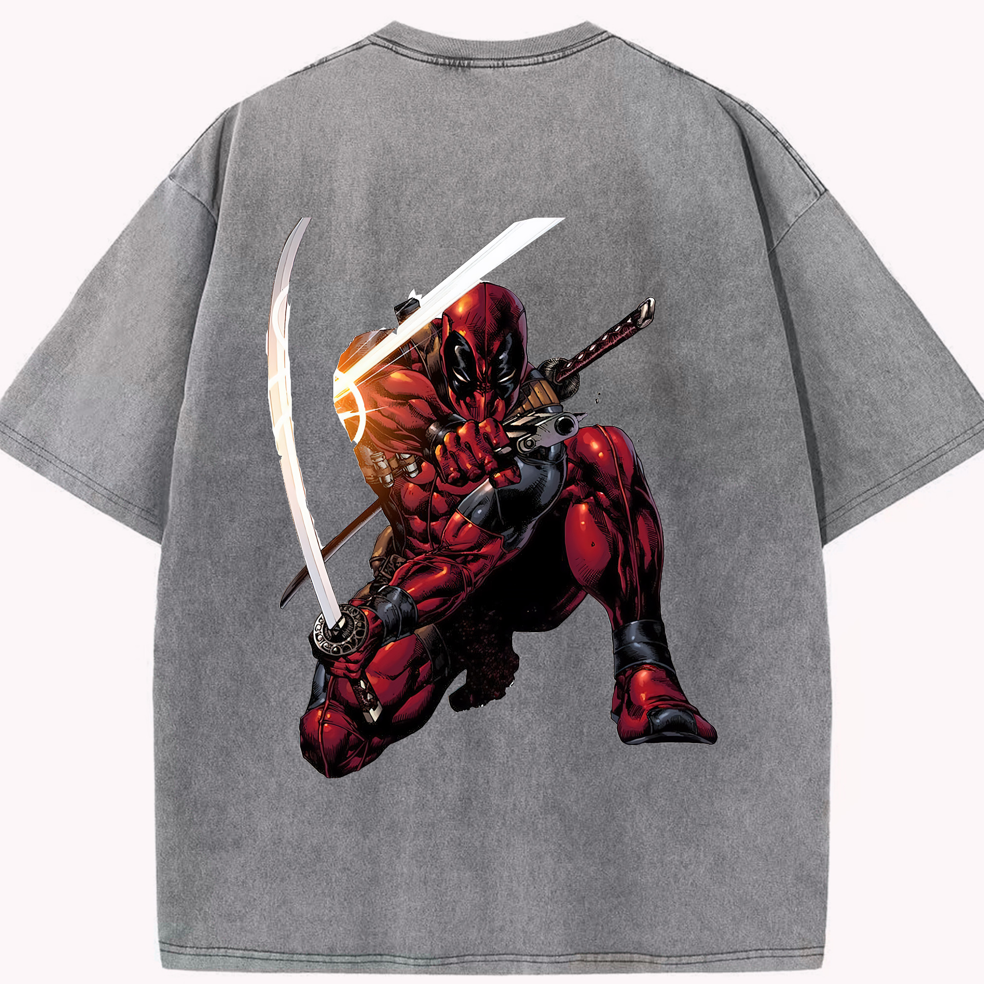 （画像用） Deadpool デッドプール 綿100% ヴィンテージ風 半袖Tシャツ（背面プリント）