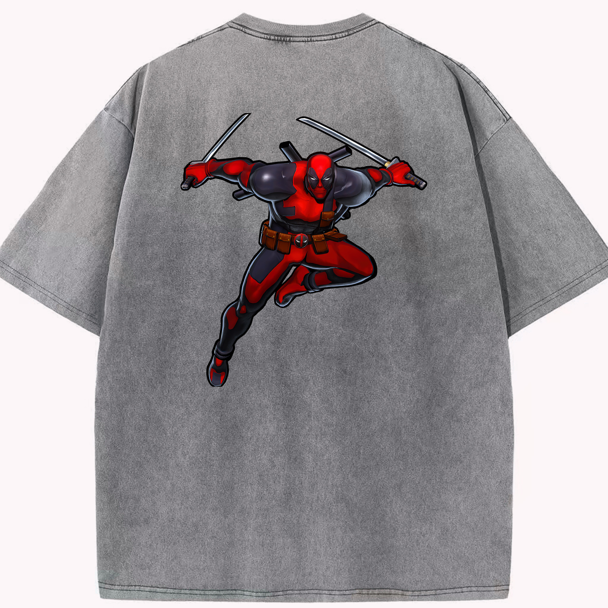 （画像用） Deadpool デッドプール 綿100% ヴィンテージ風 半袖Tシャツ（背面プリント）