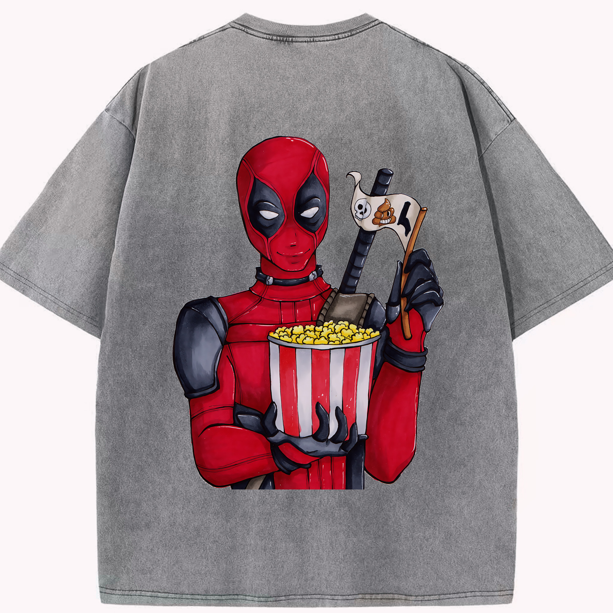 （画像用） Deadpool デッドプール 綿100% ヴィンテージ風 半袖Tシャツ（背面プリント）