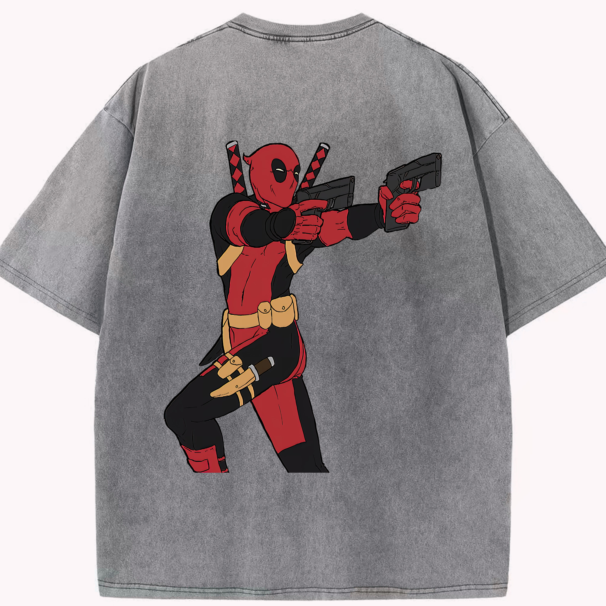 （画像用） Deadpool デッドプール 綿100% ヴィンテージ風 半袖Tシャツ（背面プリント）