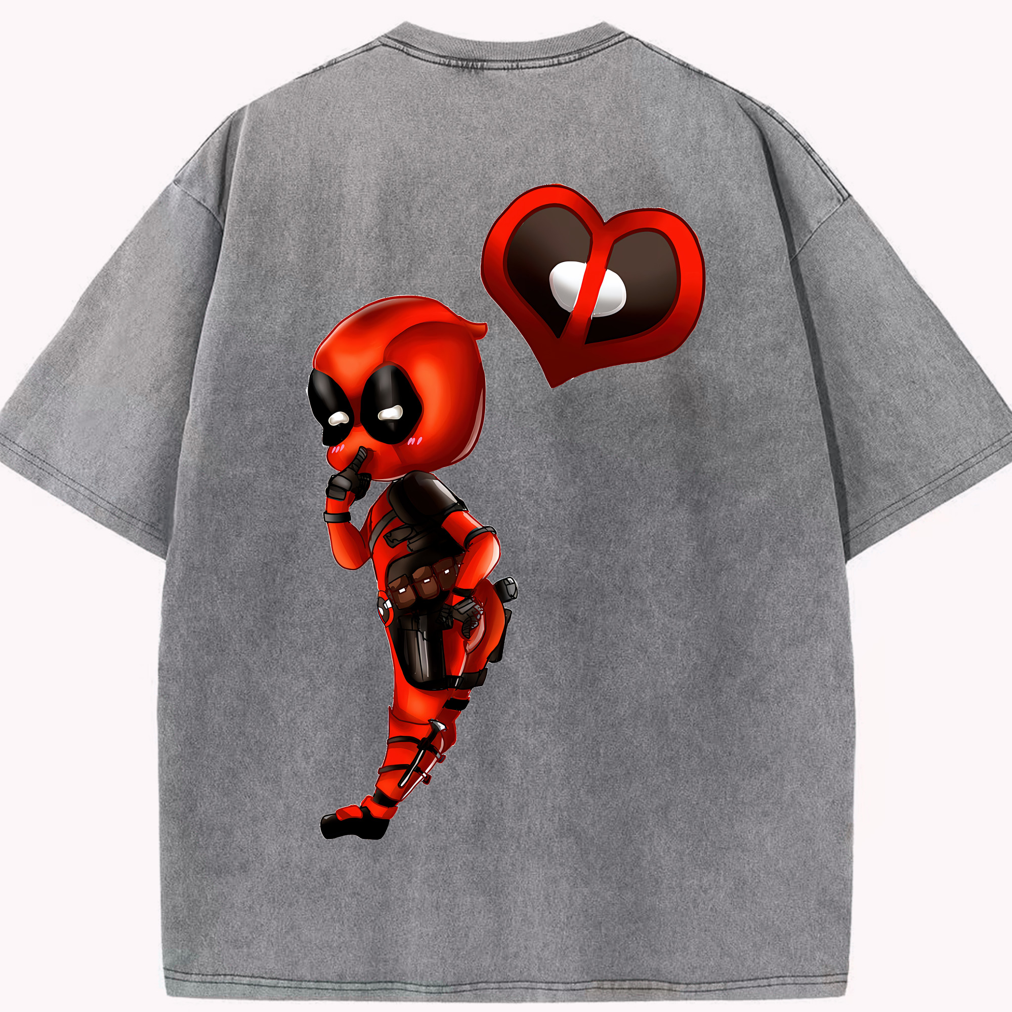 （画像用） Deadpool デッドプール 綿100% ヴィンテージ風 半袖Tシャツ（背面プリント）